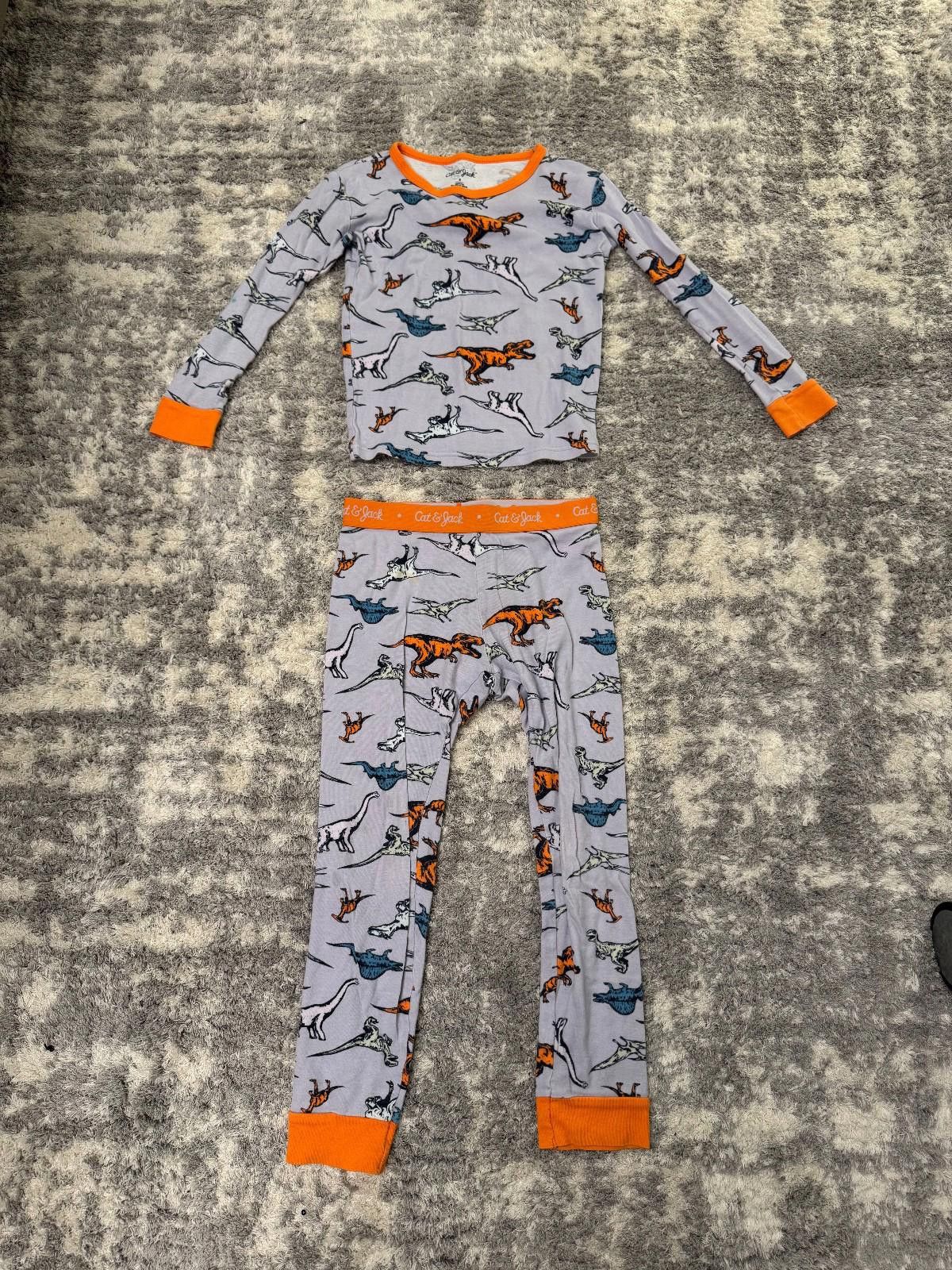 Other Cat & Jack Boys Pajama Set Sz 8 Dinosaur Gray & Orange 2pc Size ONE SIZE - 1 Thumbnail