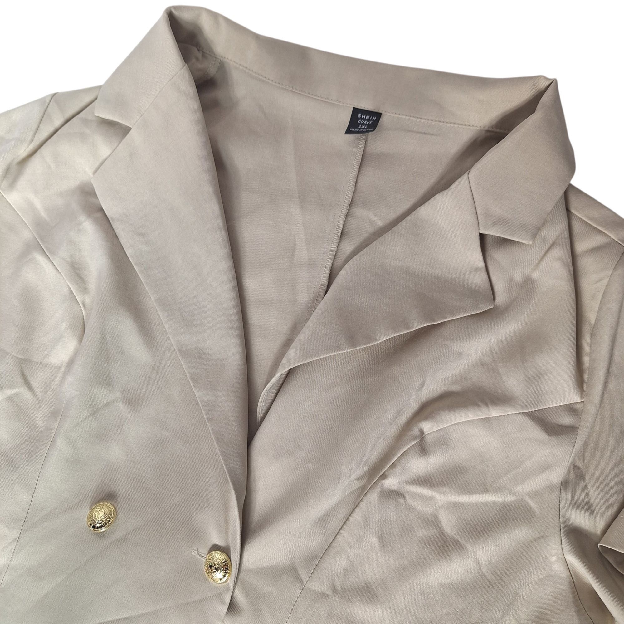 Shein SHEIN Curve Beige Peplum Blazer Short Sleeve Gold Button Coq Size XL / US 12-14 / IT 48-50 - 1 Thumbnail