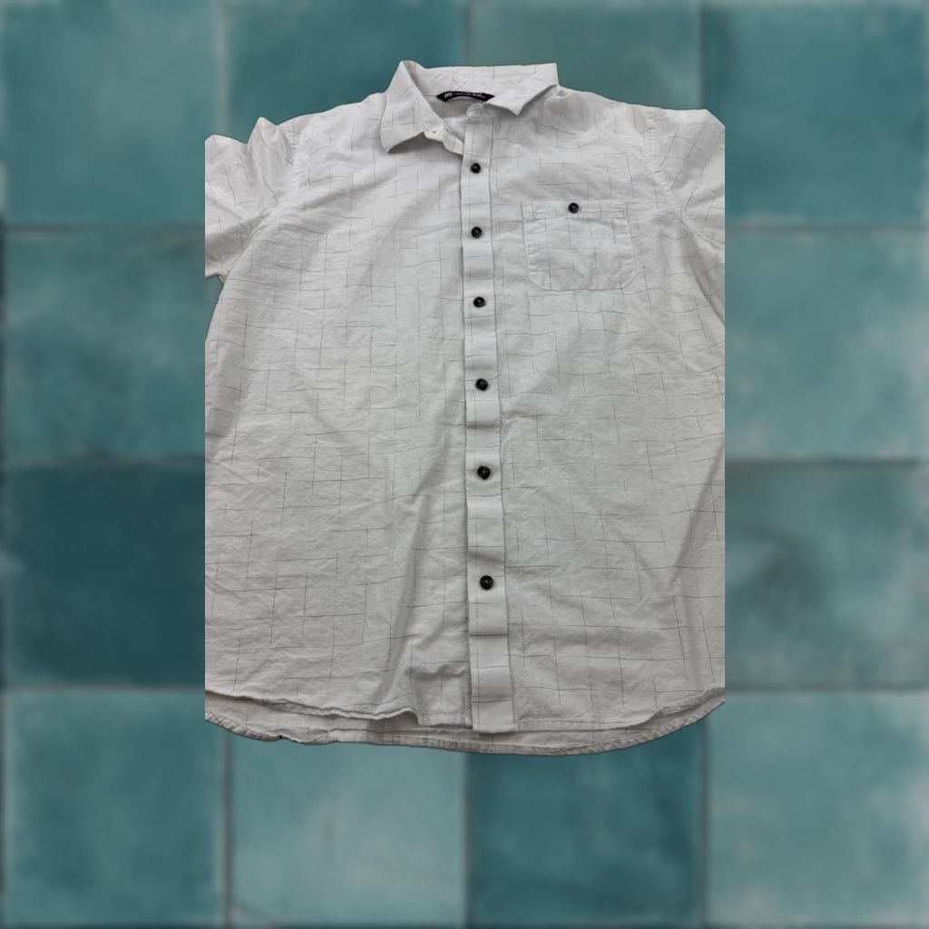 TravisMathew Travis Mathew Shirt Mens L White Gray Short Sleeve Button Up Casual Golf Size US L / EU 52-54 / 3 - 1 Thumbnail