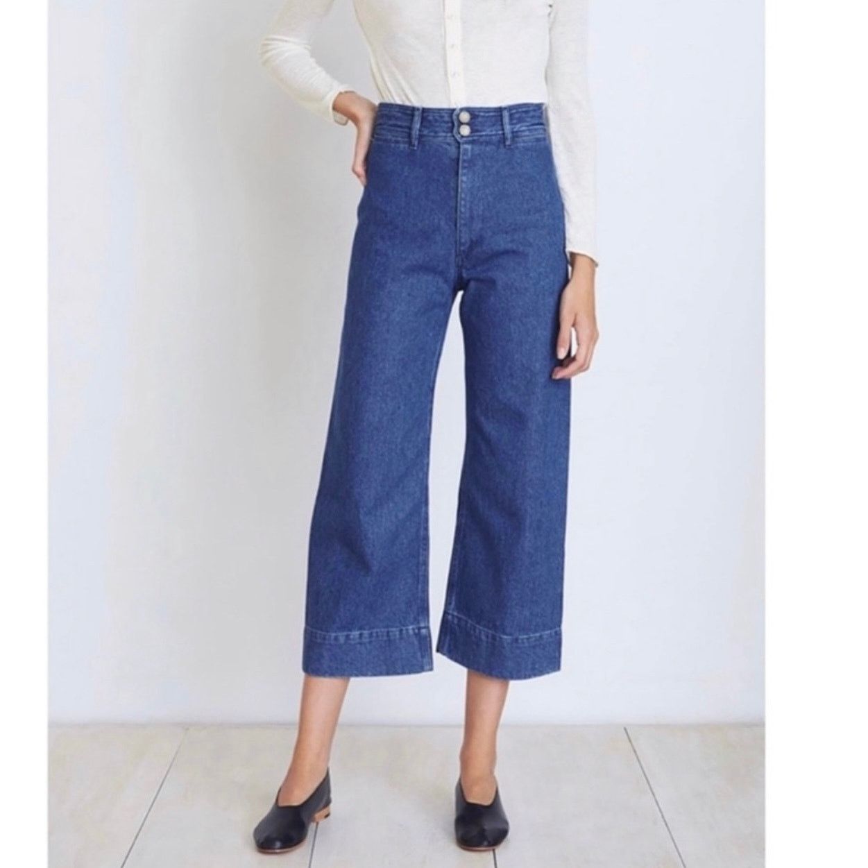 Apiece Apart Apiece Apart Merida Wide Leg Cropped Jeans Blue Denim Size 26" / US 2 / IT 38 - 1 Thumbnail