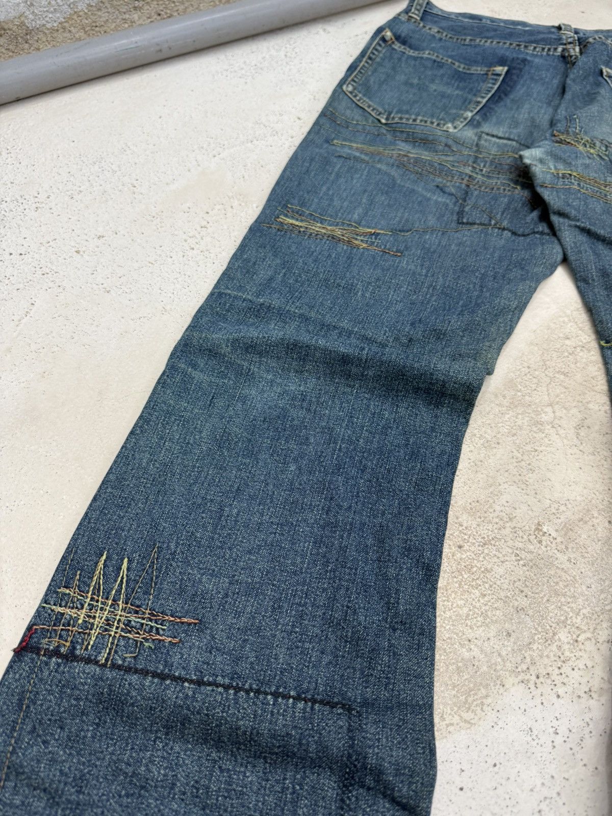 Hysteric Glamour HYSTERIC GLAMOUR Flare Heavy Stitch Boro Denim Jeans Size US 30 / EU 46 - 18 Thumbnail
