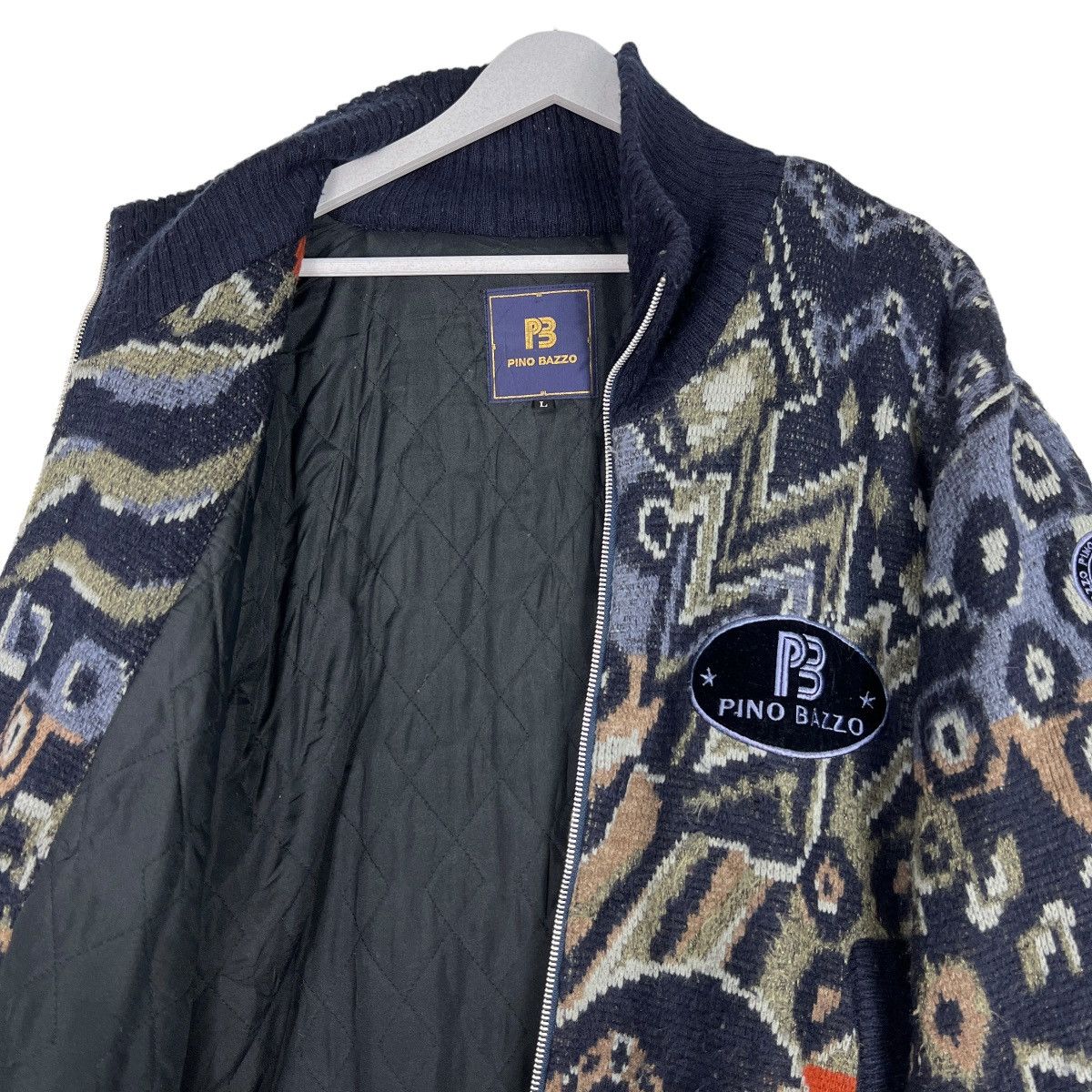 Aran Isles Knitwear 🔥 PINO BAZZO COLOR WAY KNITTED BOMBER JACKET Size US L / EU 52-54 / 3 - 11 Thumbnail