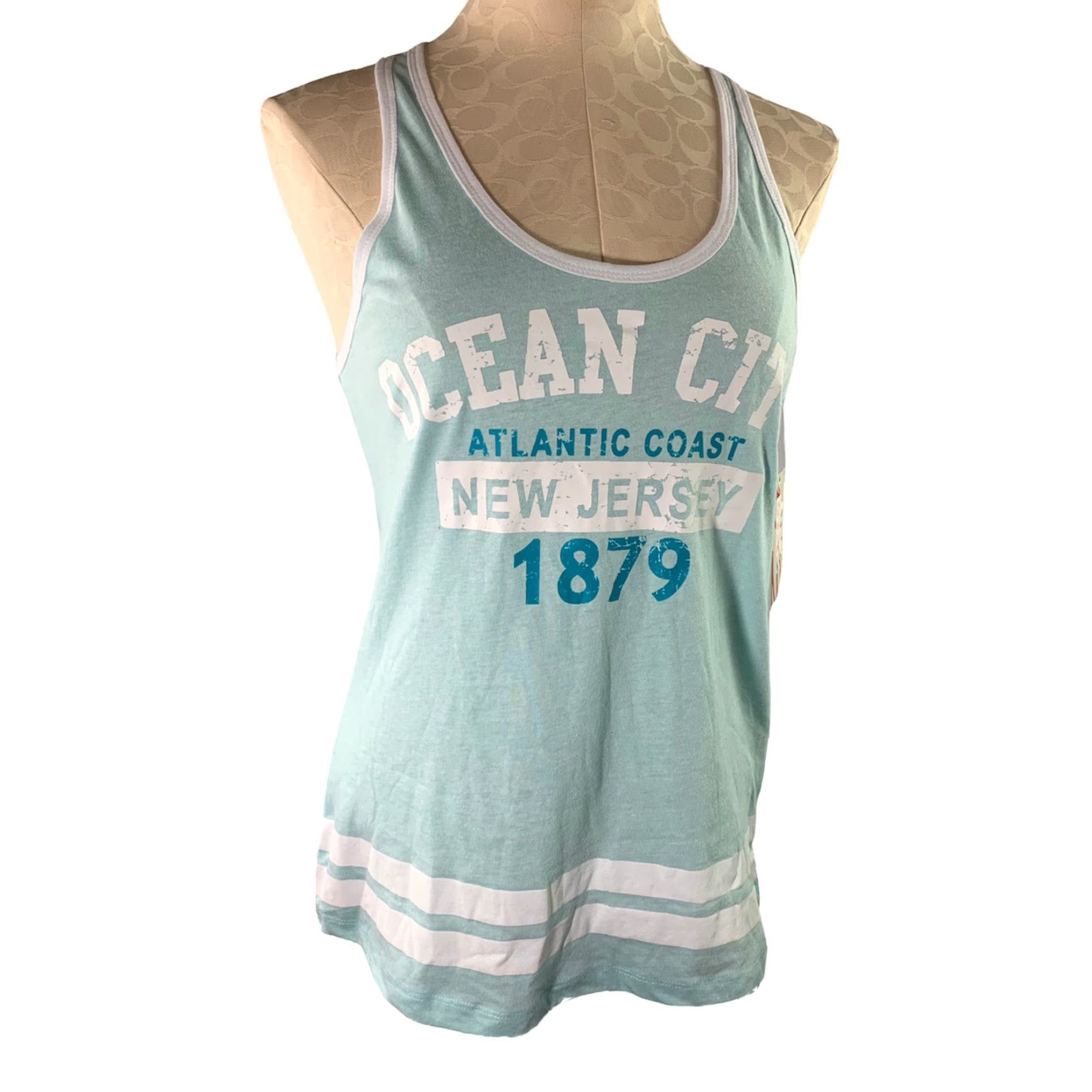 Vintage Exist Women's Tank Large Seablue Aqua Ocean City NJ Atlantic Coast New Size L / US 10 / IT 46 - 2 Thumbnail