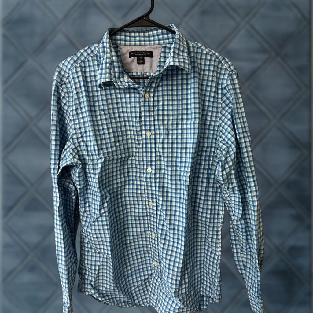 Banana Republic VINTAGE Banana Republic Men Button-Down Shirt Cotton Blue Plaid Long Sleeve Slim Fit M Size US M / EU 48-50 / 2 - 1 Thumbnail