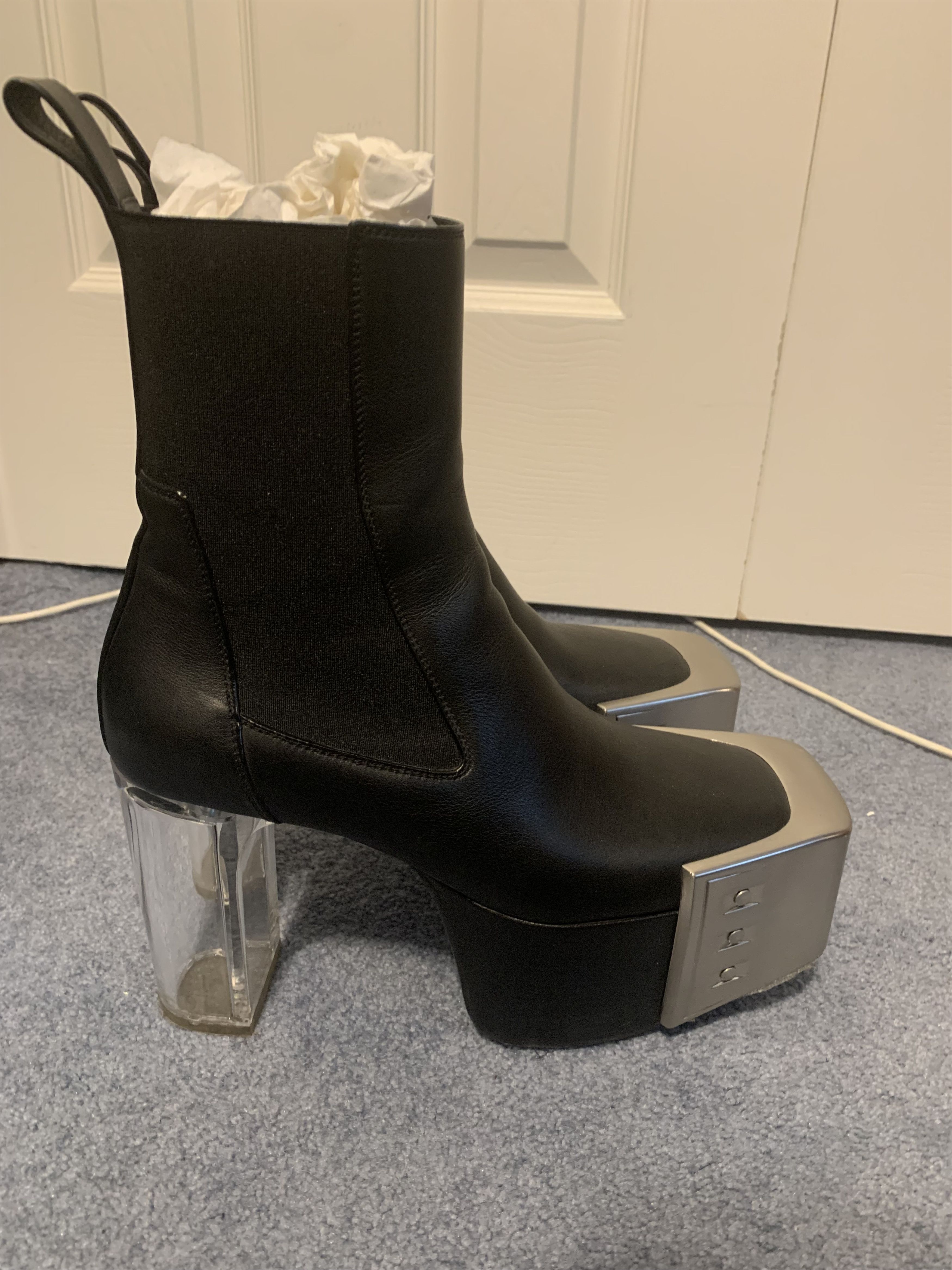Rick Owens Rick Owens SS21 Phlegathon Silver Beveled Kiss Boots Size US 7 / EU 40 - 4 Thumbnail