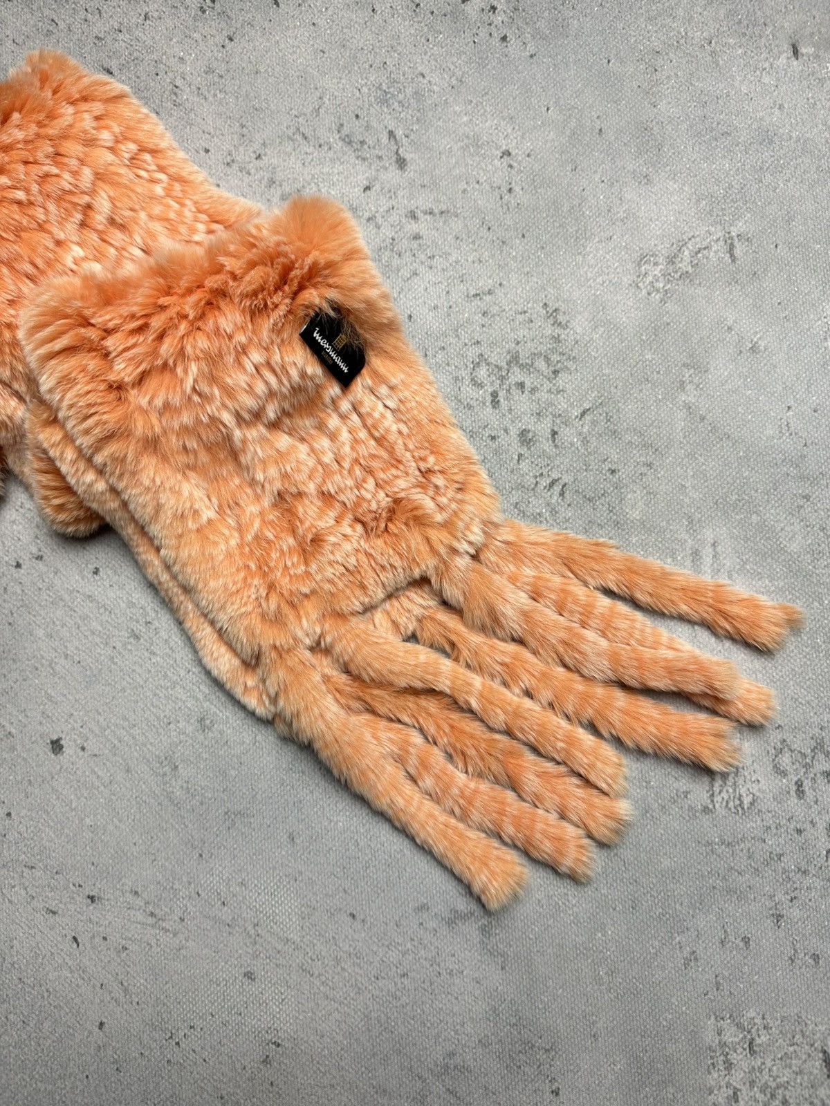 Vintage Mersmann Orange Rabbit Real Fur Scarf Hype Avant Garde Lux Size ONE SIZE - 6 Thumbnail