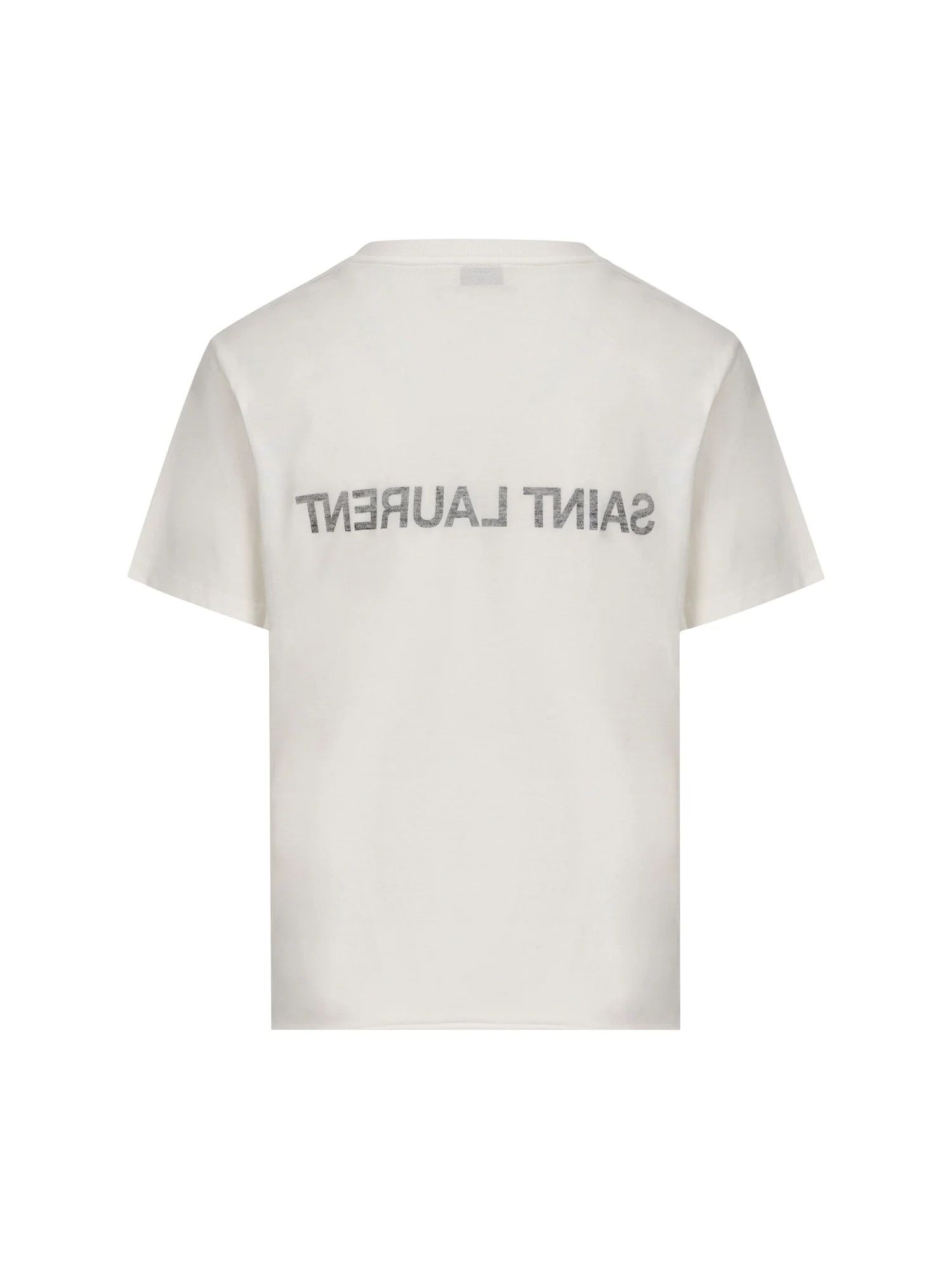 Saint Laurent Paris ob1o1e1124 Cotton T-Shirt in White Size M / US 6-8 / IT 42-44 - 2 Thumbnail