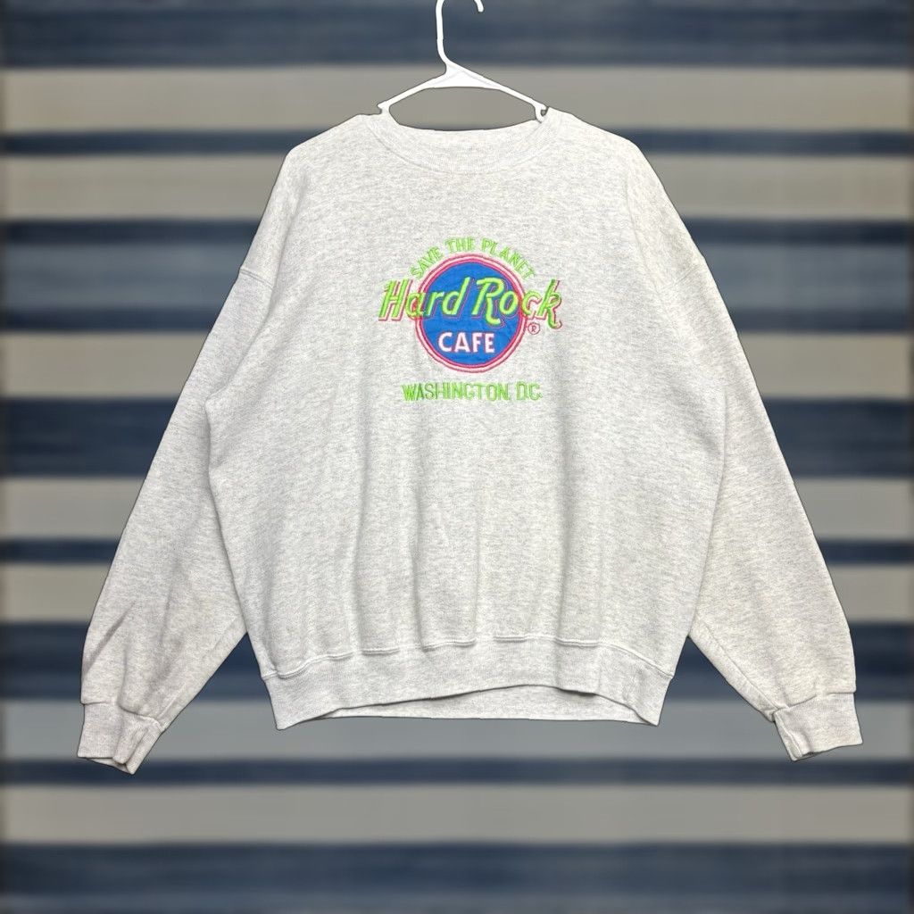 Hard Rock Cafe VINTAGE Hard Rock Cafe Sweatshirt Mens Large Gray Cotton Blend Crew Neck Embroidered Logo 90s Size US L / EU 52-54 / 3 - 1 Thumbnail