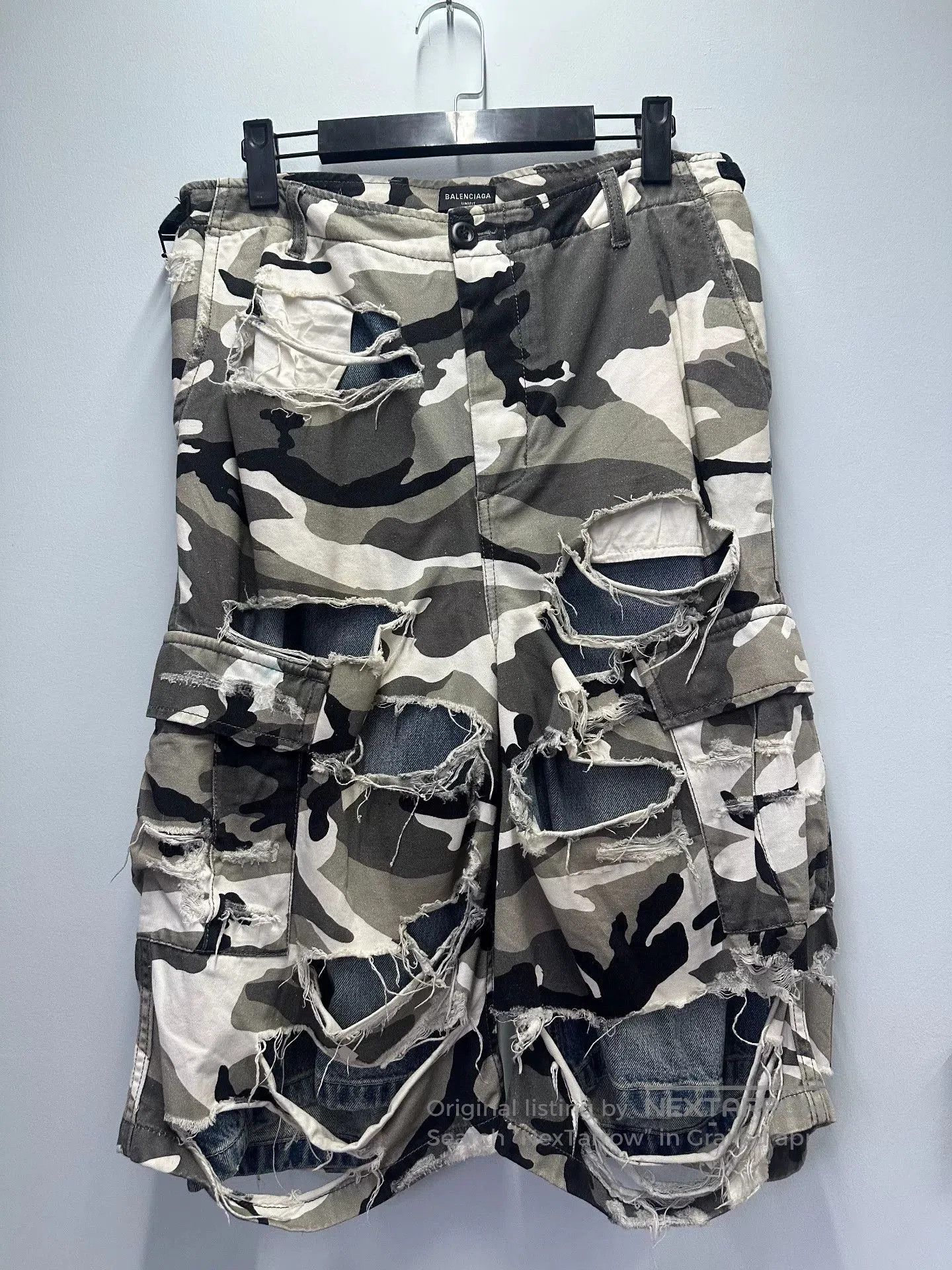 Balenciaga Balenciaga Camo Layered Denim Shorts. Size US 26 / EU 42 - 1 Thumbnail
