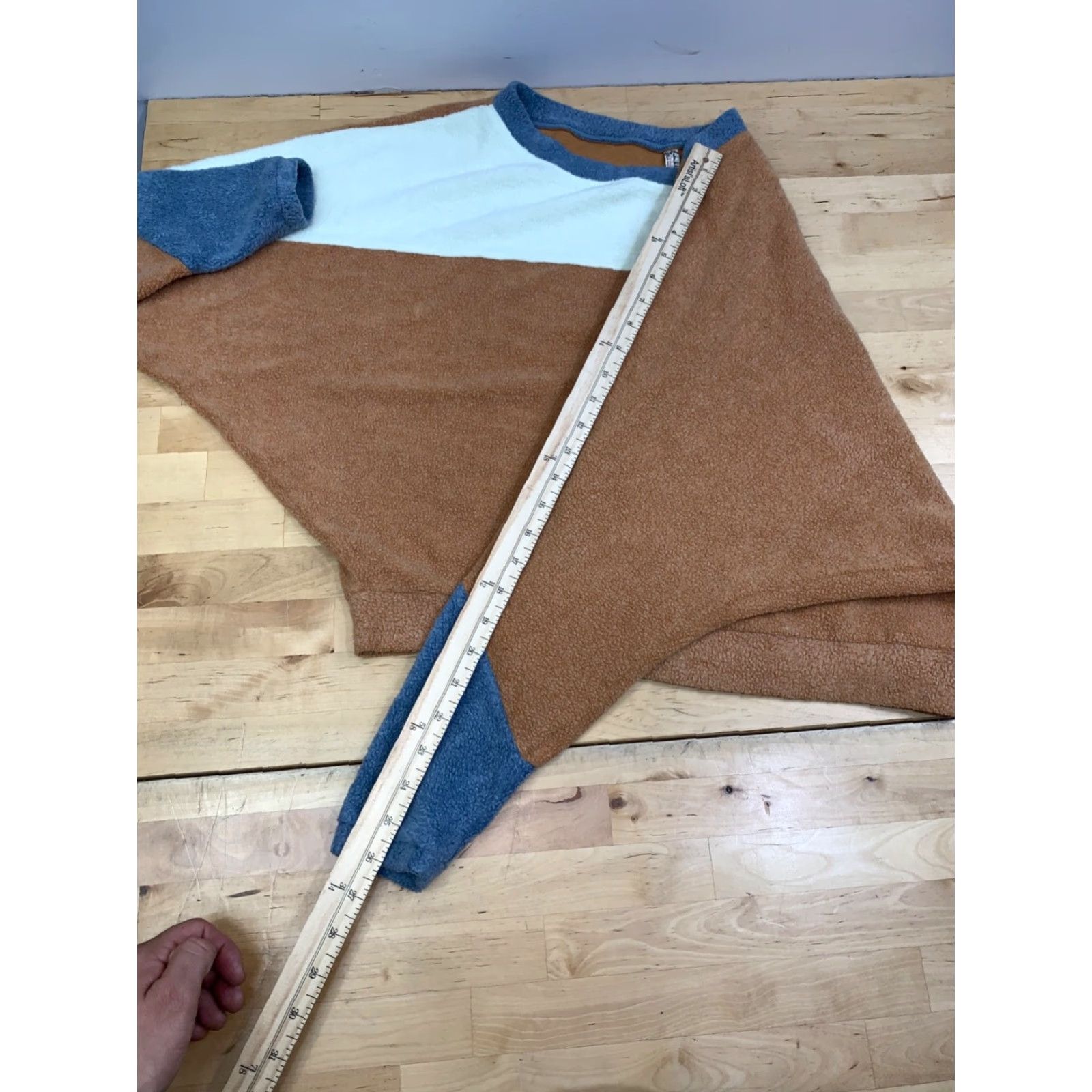 Free People Free People Blue Fleece Pullover Womens XS Boho Oversized 12884 Size XS / US 0-2 / IT 36-38 - 6 Thumbnail