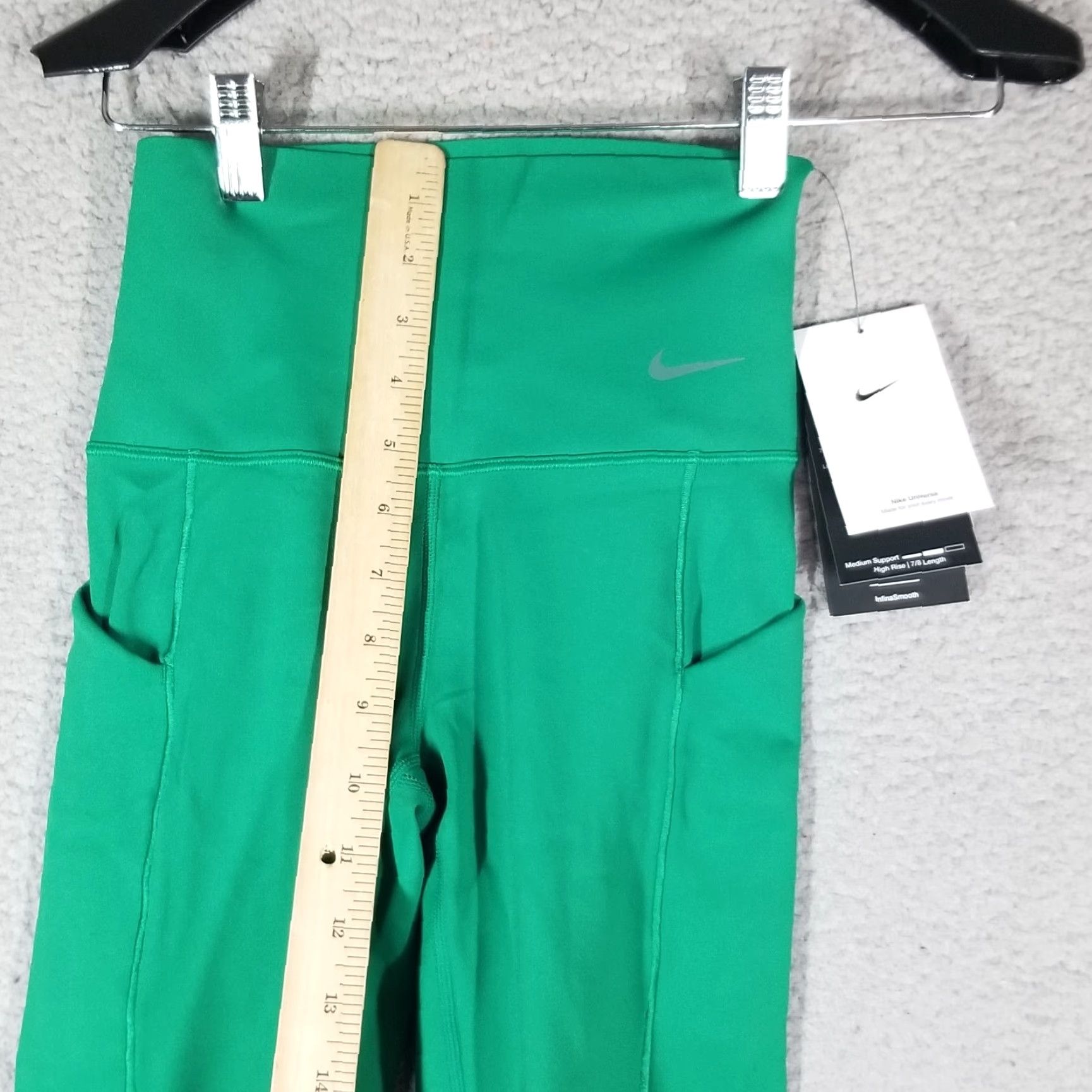 Nike VINTAGE Nike Cropped Leggings Women XS Green Athletic CrossFit Yoga Tapered Pockets Size 26" / US 2 / IT 38 - 6 Thumbnail
