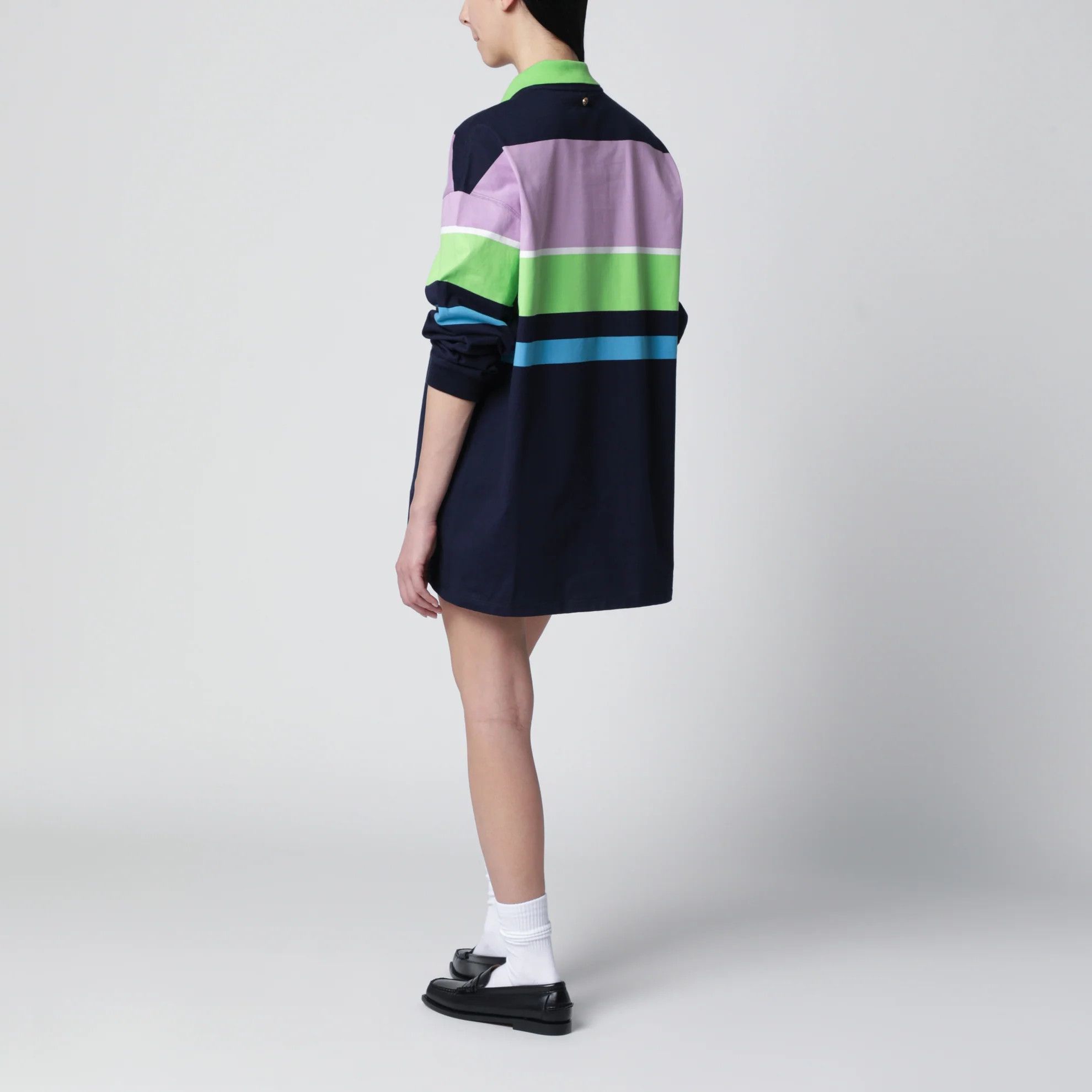 Versace o1d2blof0426 Striped Long-Sleeve Cotton Mini Dress Size M / US 6-8 / IT 42-44 - 3 Thumbnail