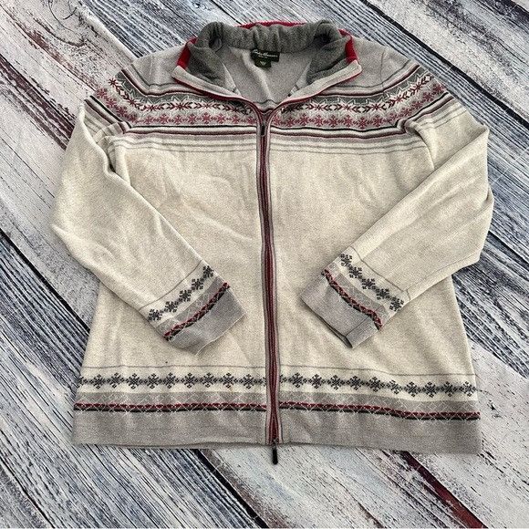 Eddie Bauer Eddie Bauer Gray and Red Zip-Up Sweater Size XL / US 12-14 / IT 48-50 - 2 Thumbnail