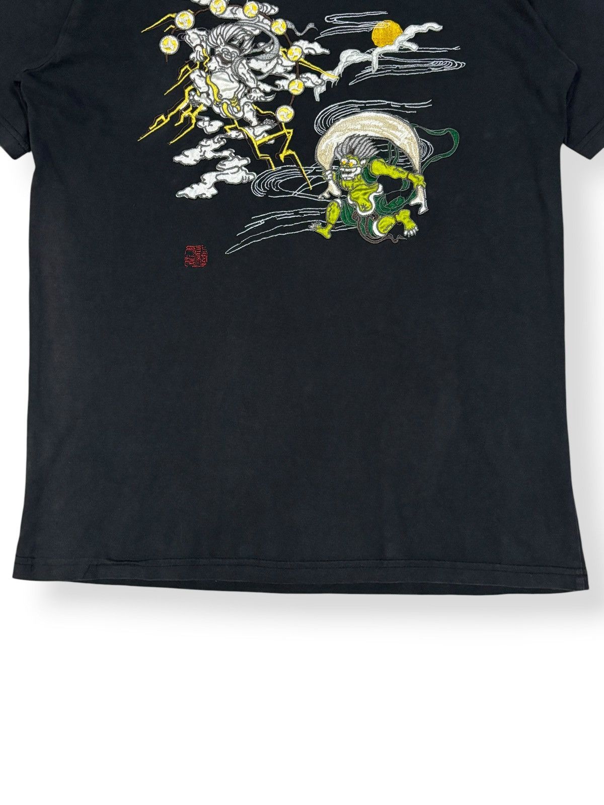 Karakuri Tamashii Zeku Japanese Fujin Raijin Embroidered Sukajan Style T-shirt Size US S / EU 44-46 / 1 - 11 Thumbnail