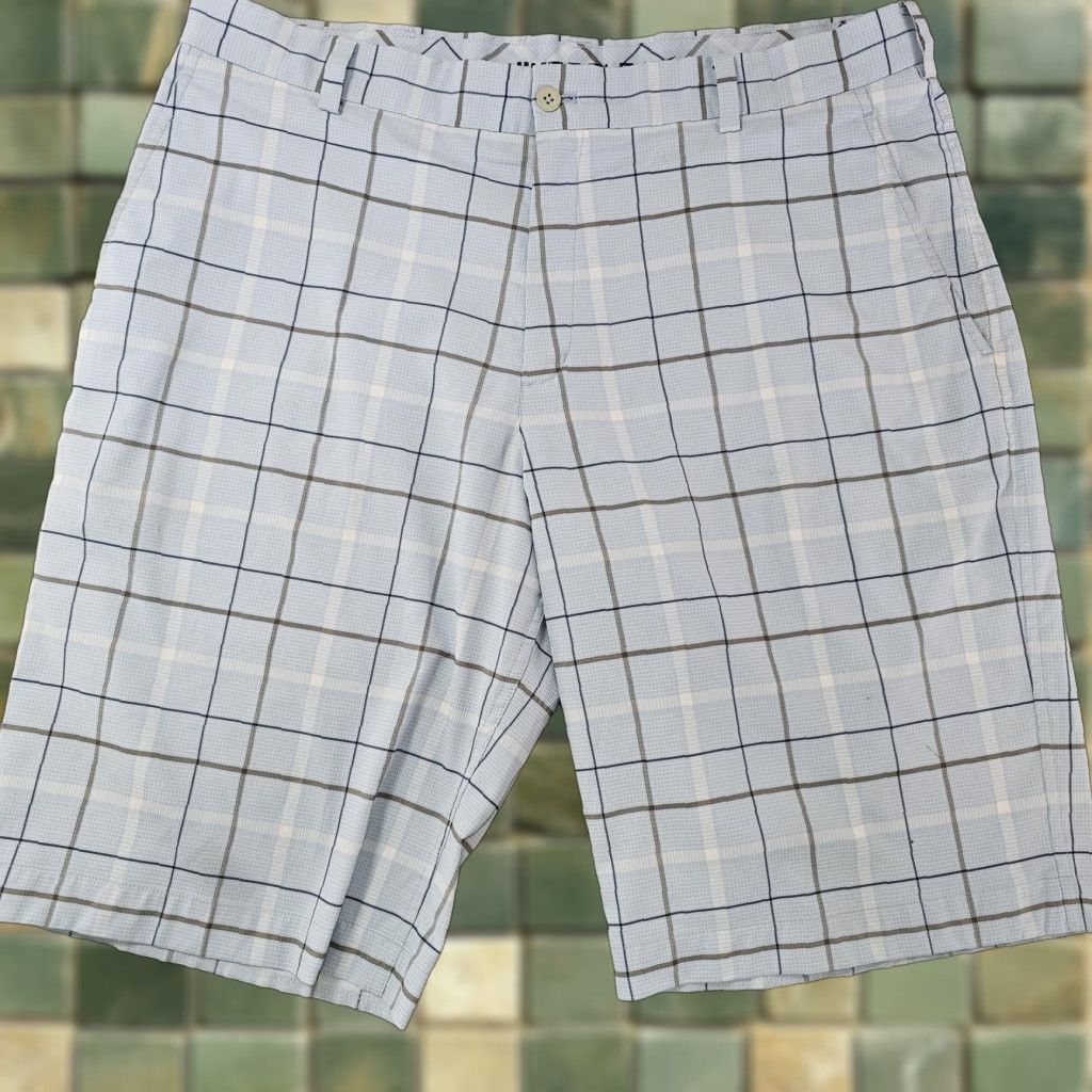 Nike Nike Golf Shorts Mens 36 Blue Plaid Stretch Performance Flat Front Pockets Logo Size US 36 / EU 52 - 1 Thumbnail