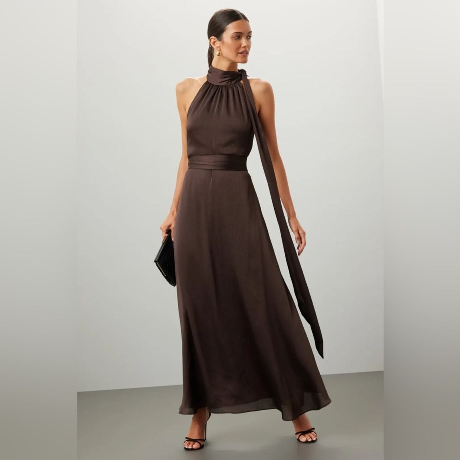 Sachin & Babi Sachin & Babi Size 2 Kayla Chocolate Brown Sleeveless Gown Size XS / US 0-2 / IT 36-38 - 1 Thumbnail