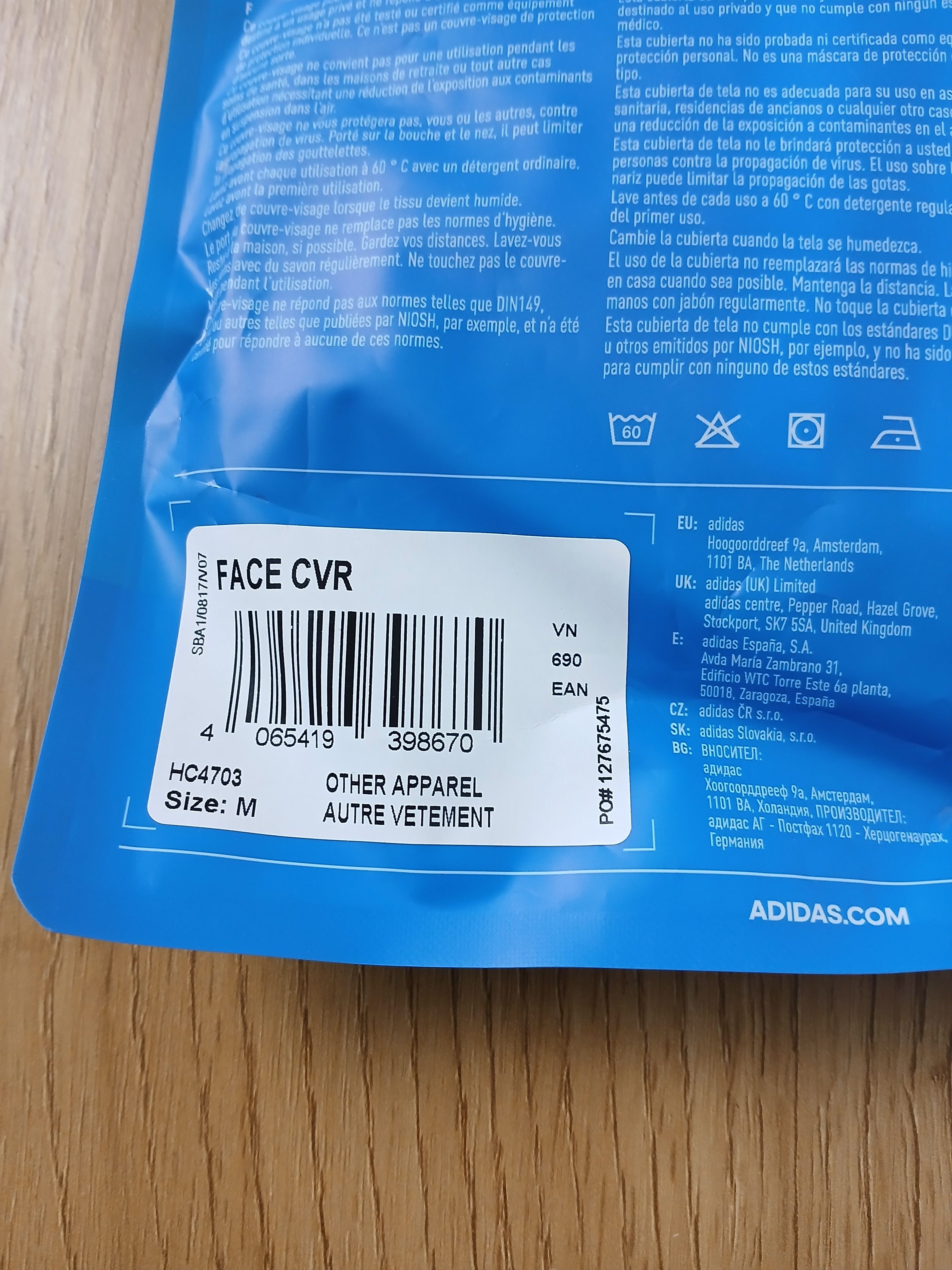 Adidas Adidas Face Cover Mask 3 Pieces Pack SIZE M Size ONE SIZE - 4 Thumbnail