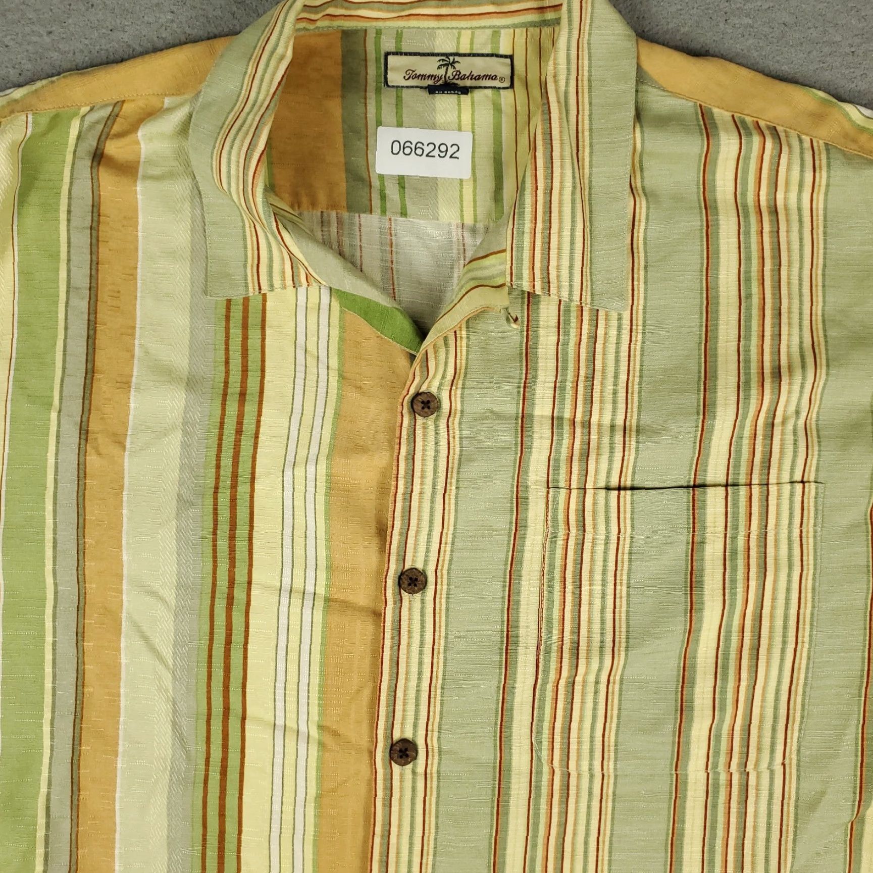 Tommy Bahama Tommy Bahama Shirt Mens XL Green Striped Silk Button-Up Short Sleeve Hawaii Casual Shirt Size US XL / EU 56 / 4 - 2 Thumbnail