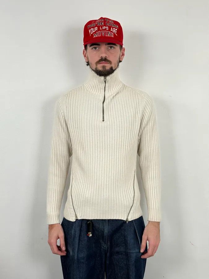 Daniele Alessandrini 2000S Daniele Alessandrini Multi-Zip Creamy White Wool Sweater Size US S / EU 44-46 / 1 - 2 Thumbnail