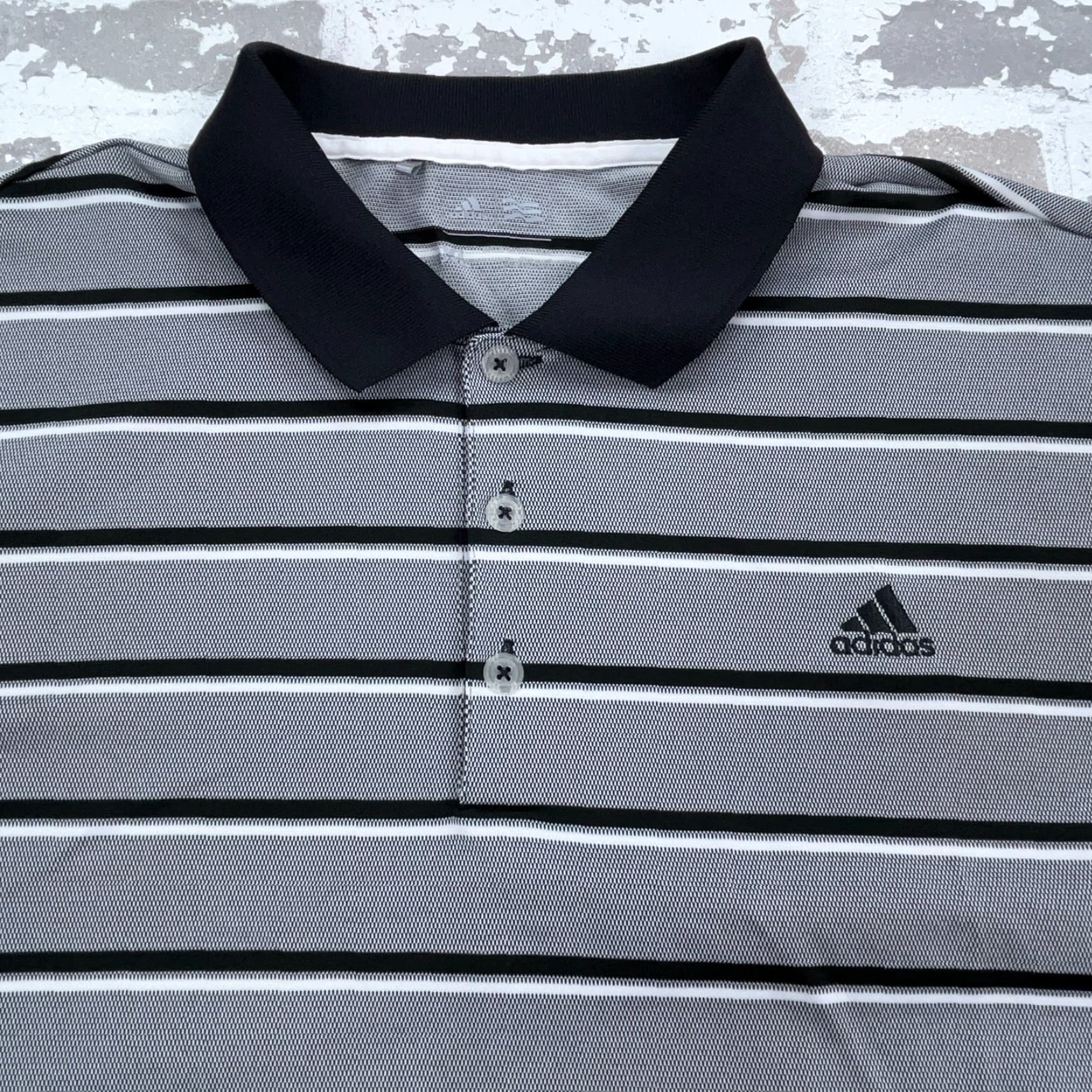 Adidas Adidas Polo Shirt Men XL Gray Striped Golf Performance Tennis Wicking Dry Size US XL / EU 56 / 4 - 2 Thumbnail