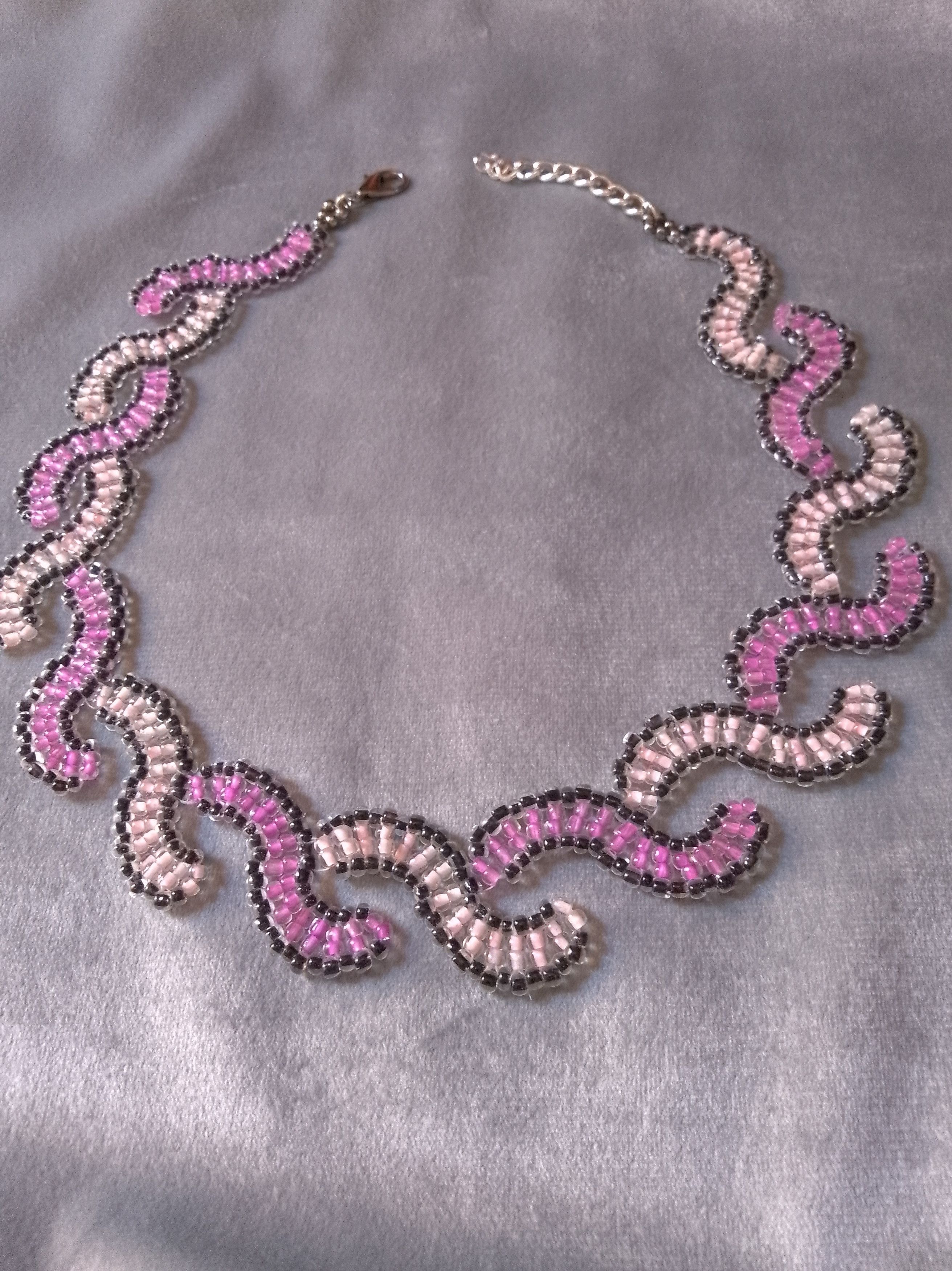 Handmade Necklace braided choker lilac pink super glamour Size ONE SIZE - 6 Thumbnail