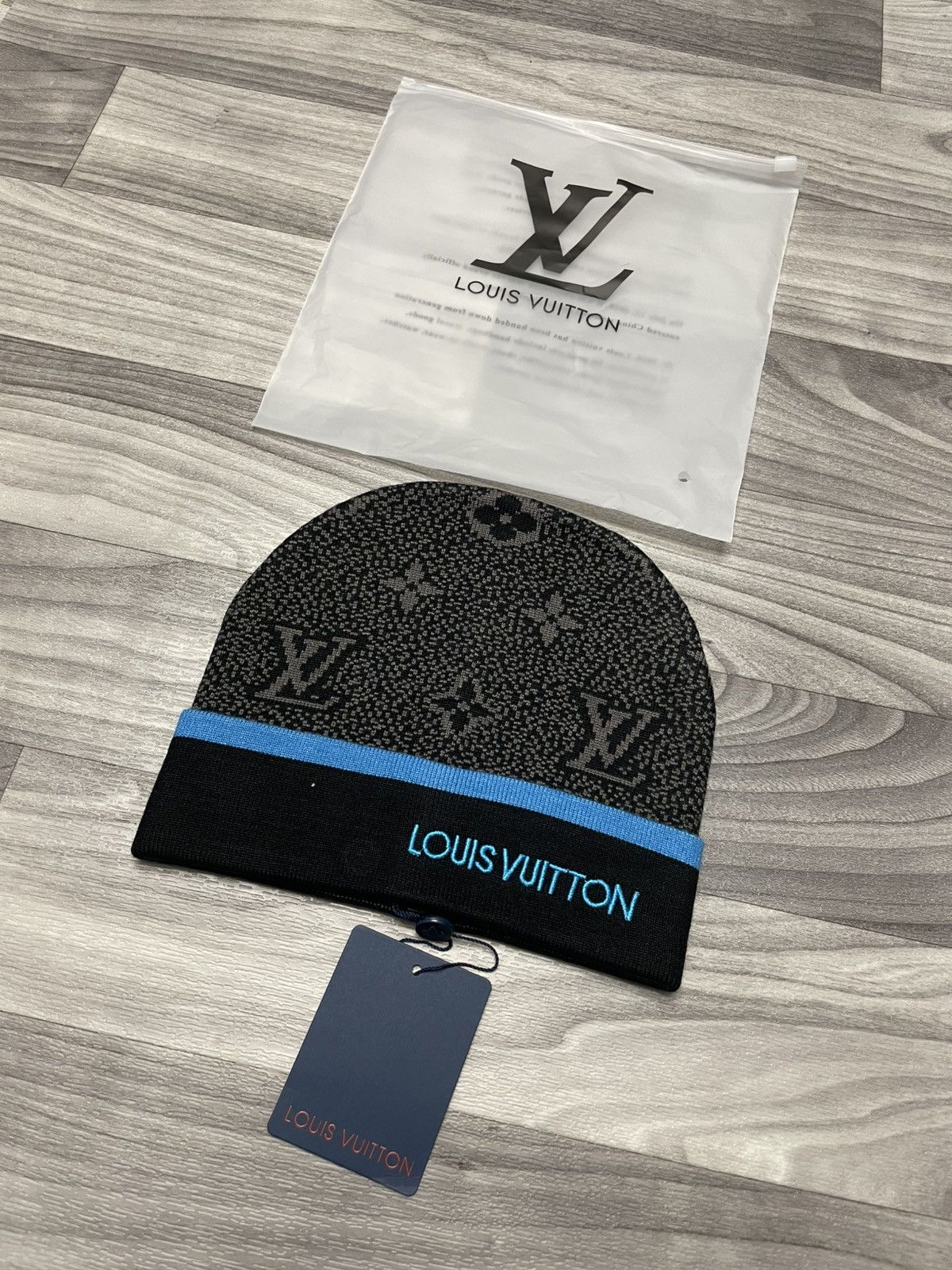 Other Blue Stripe Monogram-Style Knit Beanie | Never Worn Size ONE SIZE - 1 Thumbnail