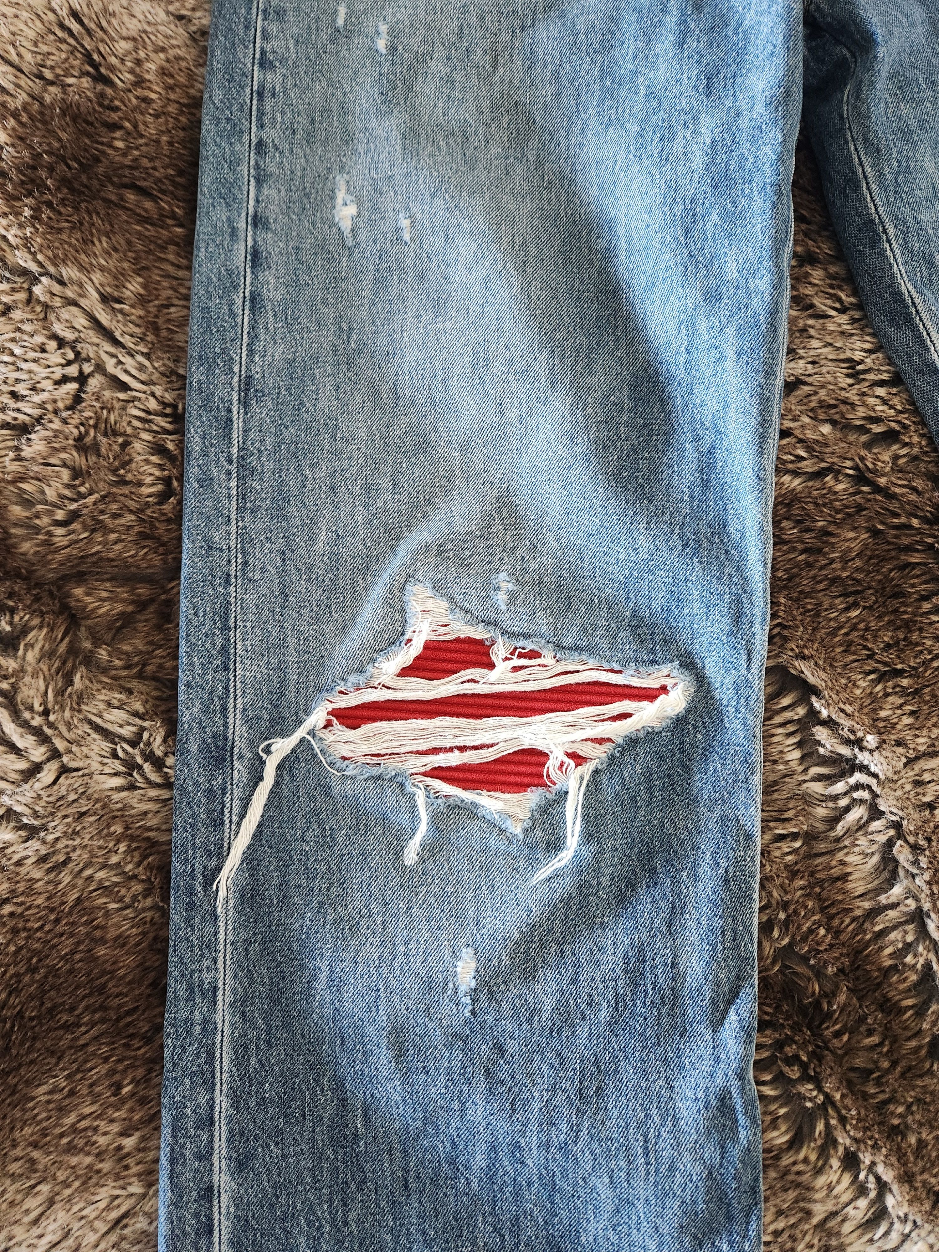 Amiri Amiri MX1 Red Suede Straight Jeans Size US 34 / EU 50 - 2 Thumbnail