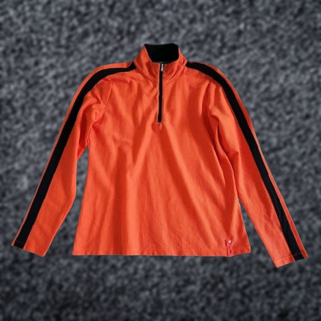 Lauren Ralph Lauren Active Womens Ls Pullover Orange Black 1/4 Zip Stretch XL