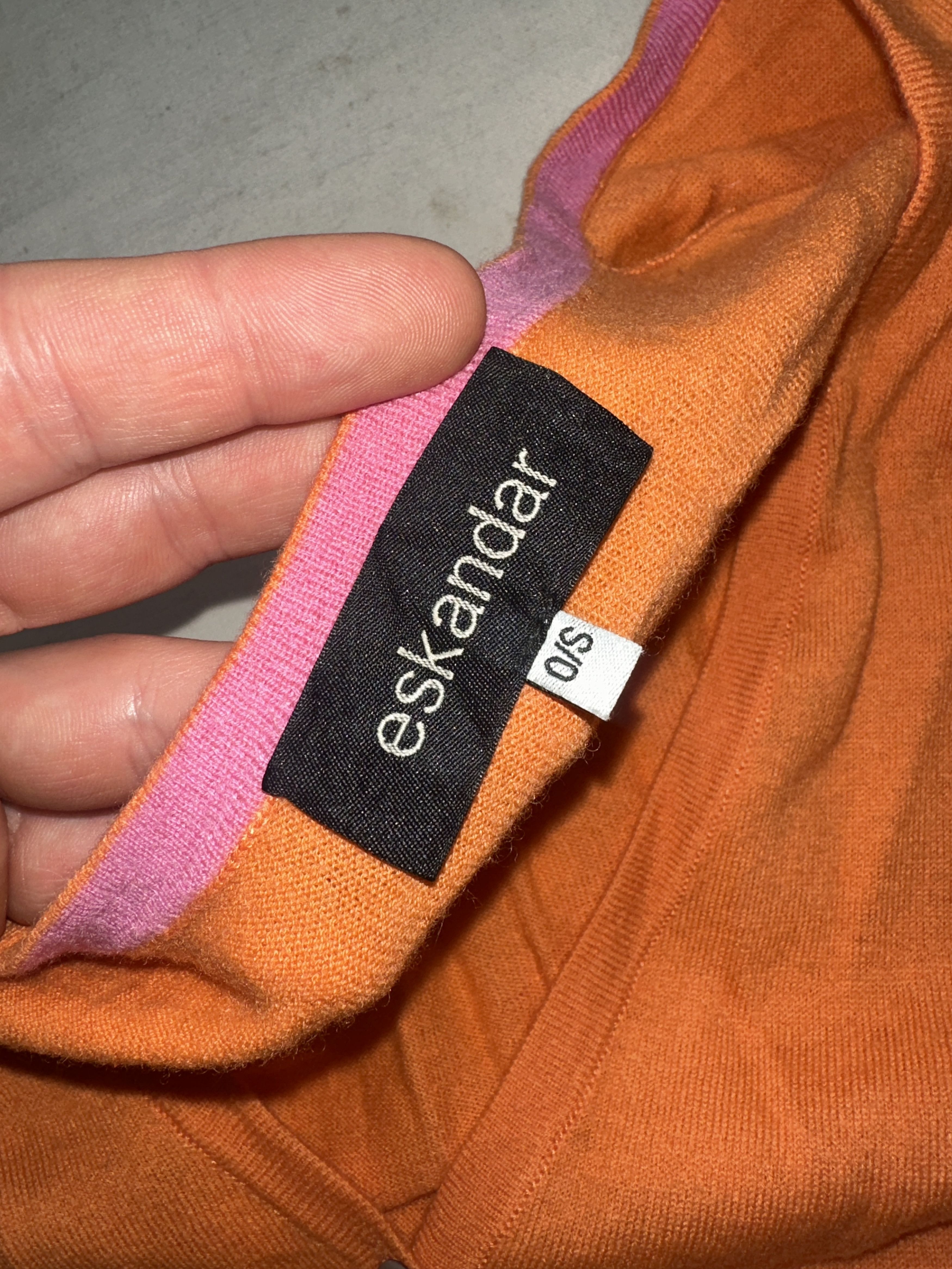 eskandar Eskandar Orange 100% Cashmere Cardigan Luxury Knit OS Size ONE SIZE - 3 Thumbnail