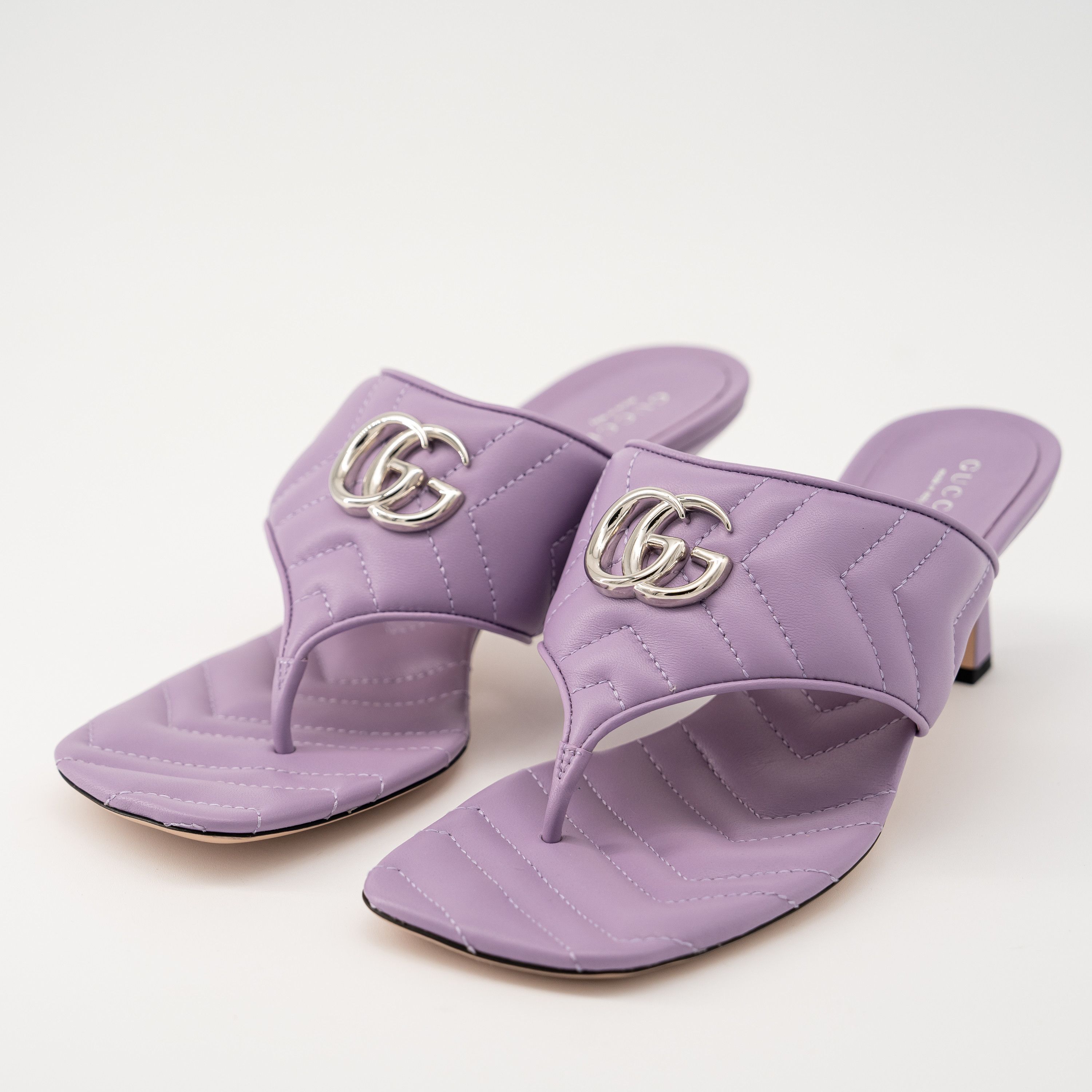 Gucci 40G 10 US Gucci Marmont GG Heel Sandals Quilted Purple Size US 10 / IT 40 - 1 Thumbnail