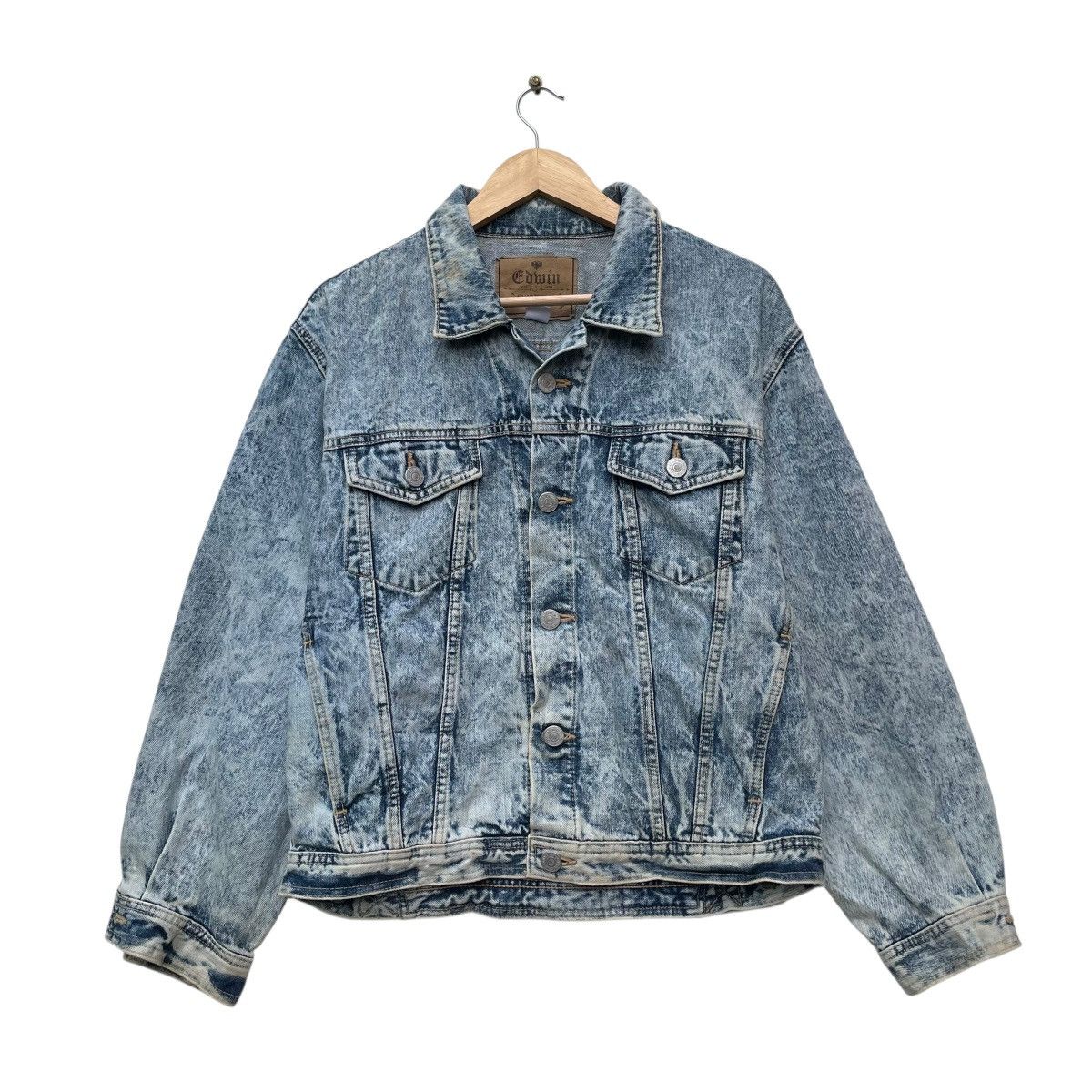 Vintage 💥Vintage Edwin Stone Wash Acid Wash Trucker Denim Jacket Size US M / EU 48-50 / 2 - 1 Thumbnail