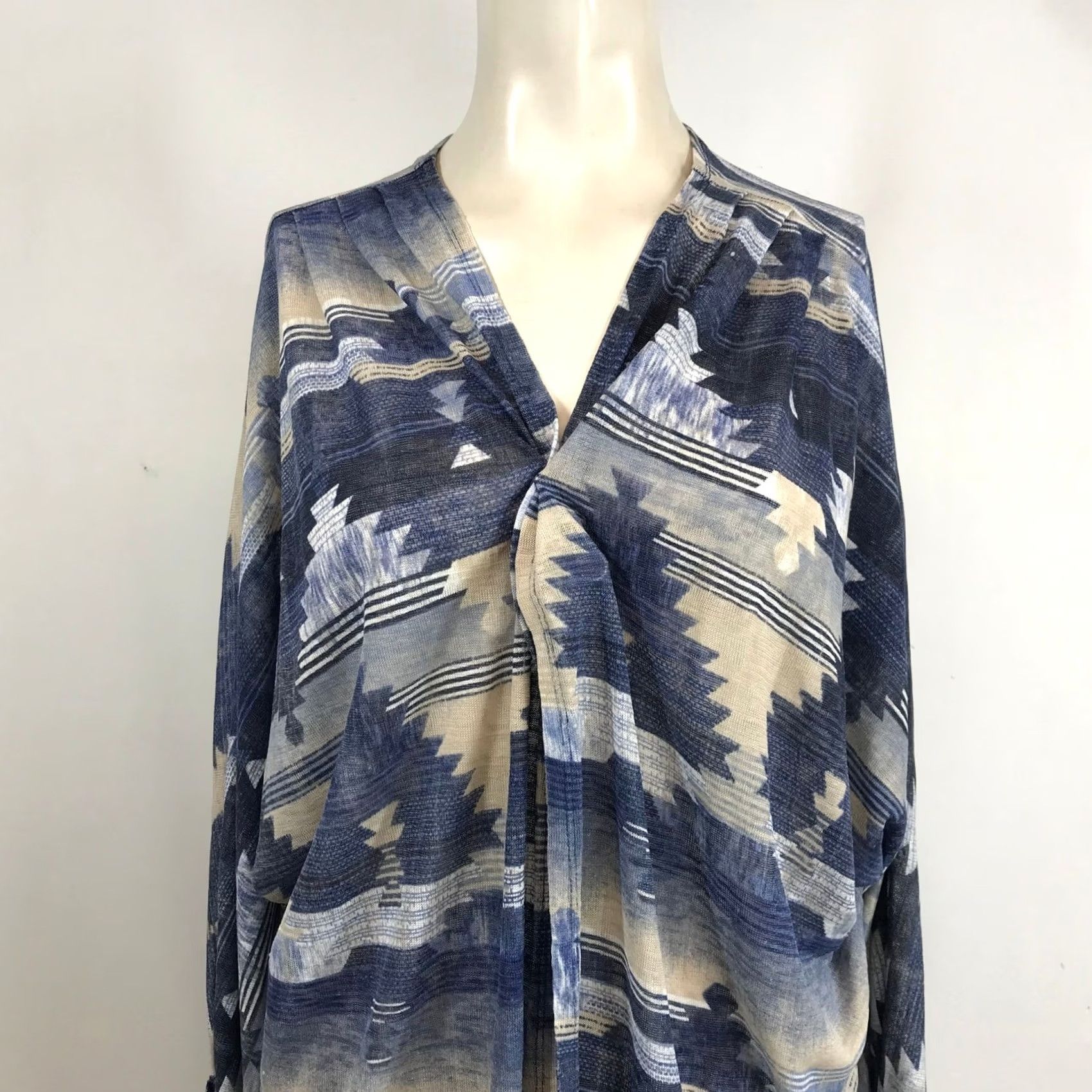 Vintage Eyeshadow Womens XL Blue Southwestern Aztec Open Front Lightweight Cardigan Size XL / US 12-14 / IT 48-50 - 2 Thumbnail