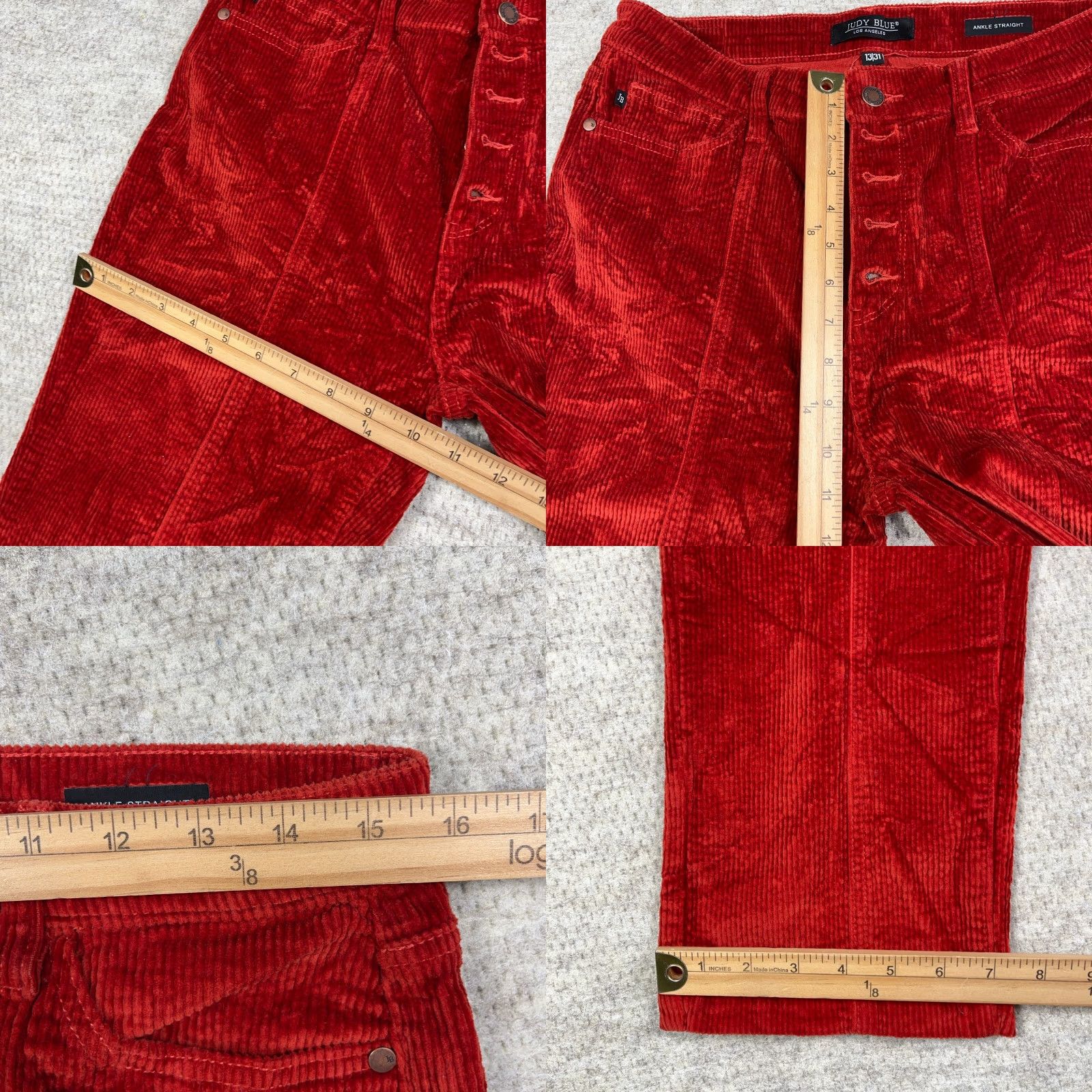 Vintage Judy Blue Jeans Women 13 31 Ankle Straight Red Corduroy Pants Button Fly Cords Size 34" / US 12 / IT 48 - 8 Thumbnail
