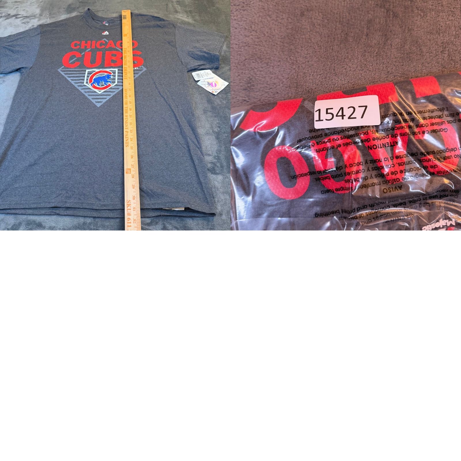 Vintage Majestic Chicago Cubs T Shirt Gray Baseball Graphic Tee Mens XL NWT Size US XL / EU 56 / 4 - 8 Thumbnail