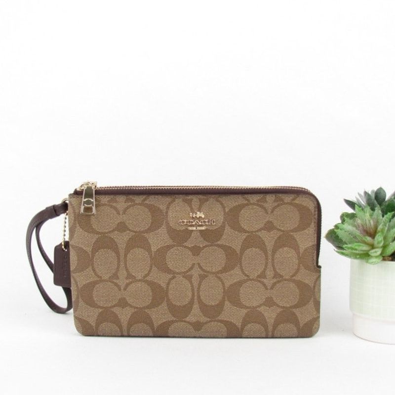 Coach Coach Signature Double Zip Wristlet Size ONE SIZE - 1 Thumbnail