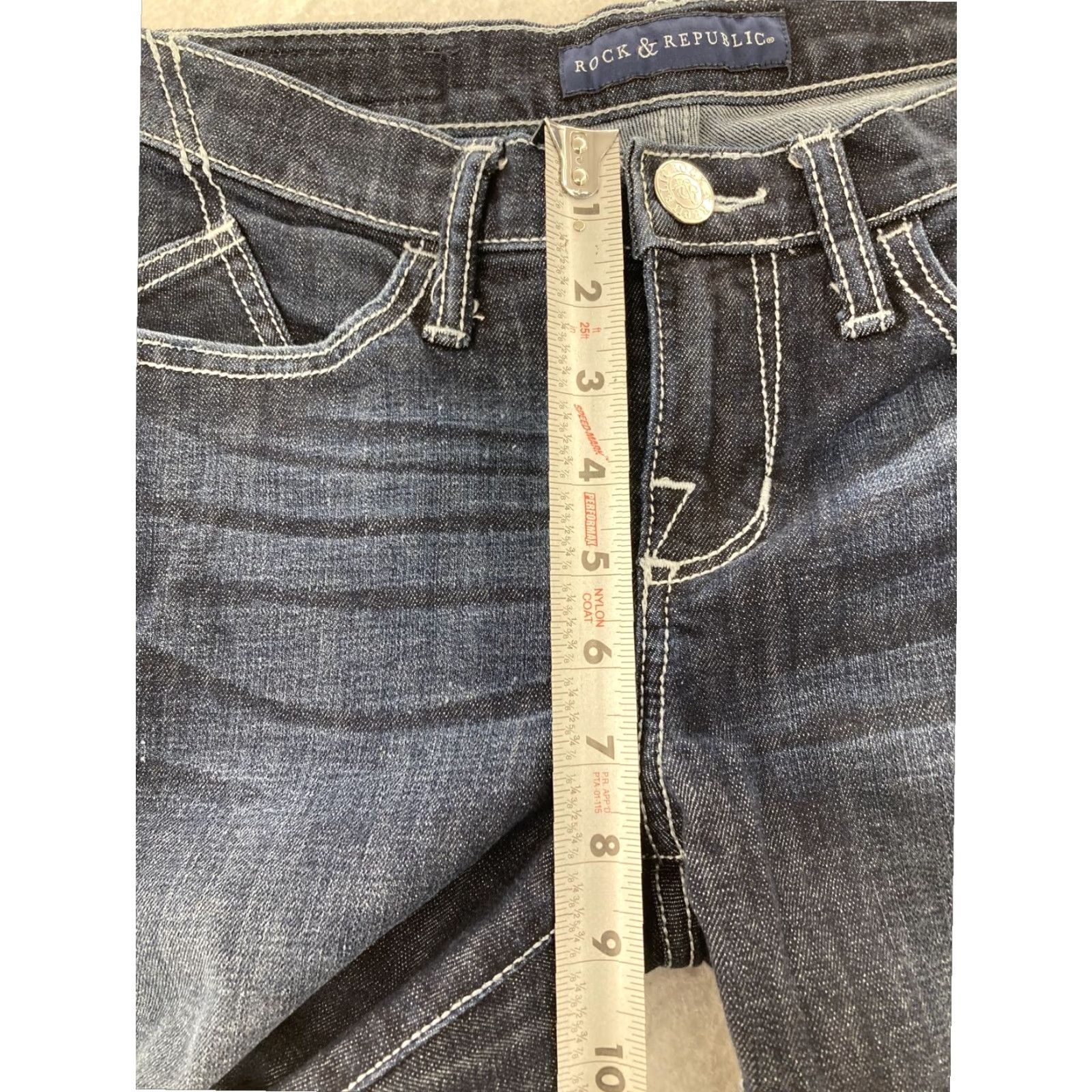 Vintage Womens Rock Republic Straight Leg Blue Low Rise Jeans Size 6 Size 28" / US 6 / IT 42 - 4 Thumbnail