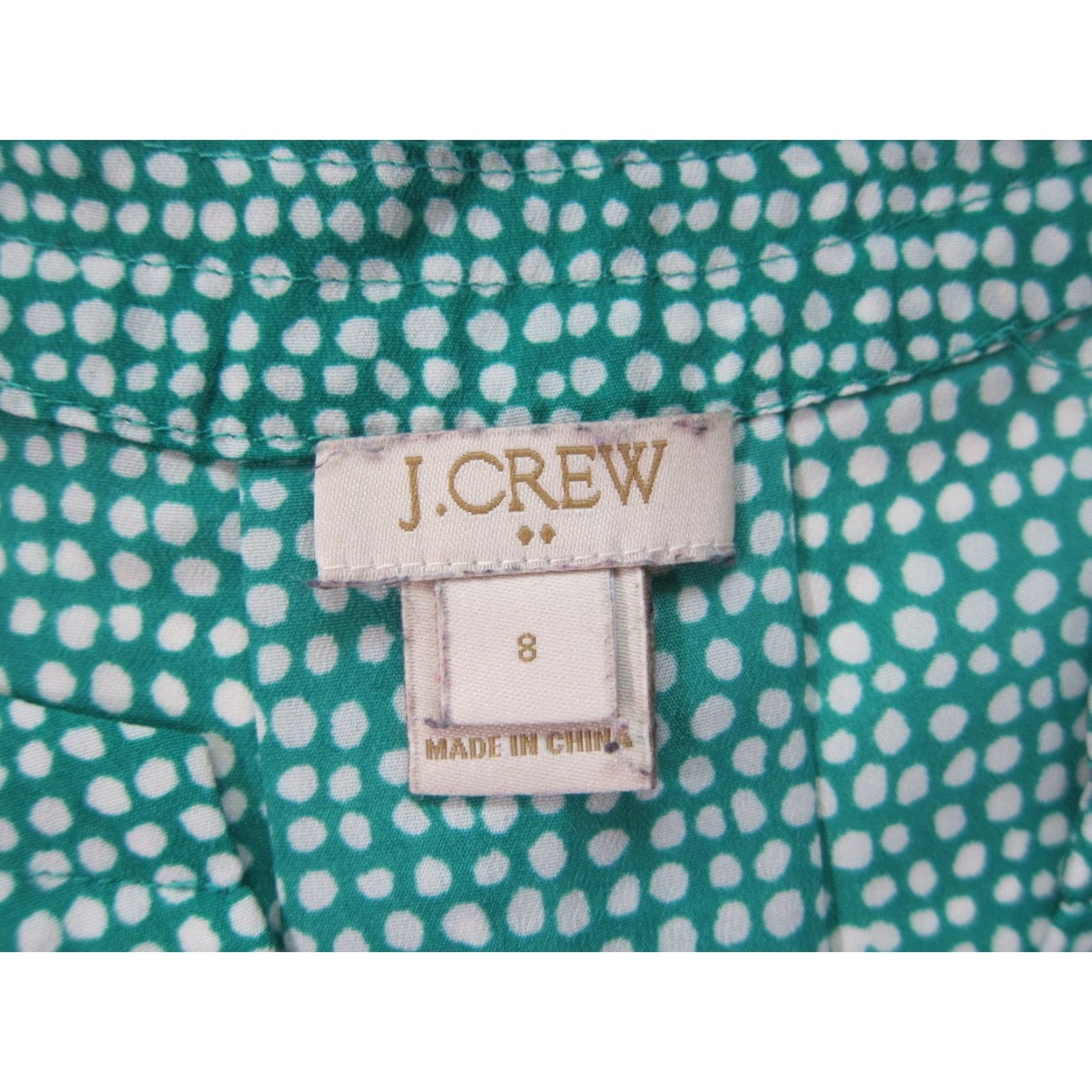 J.Crew J.Crew Green White Polka Dot V-Neck Cap Sleeve Tunic Blouse Women 8 Size M / US 6-8 / IT 42-44 - 3 Thumbnail