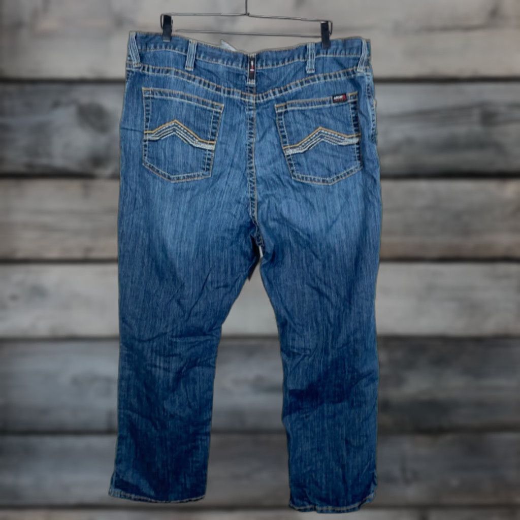 Ariat Jeans Bootcut Men 43 x 29 Blue Relaxed FR M4 Mid Rise 5-Pocket Denim Cotton Blend Closure Zip N/A