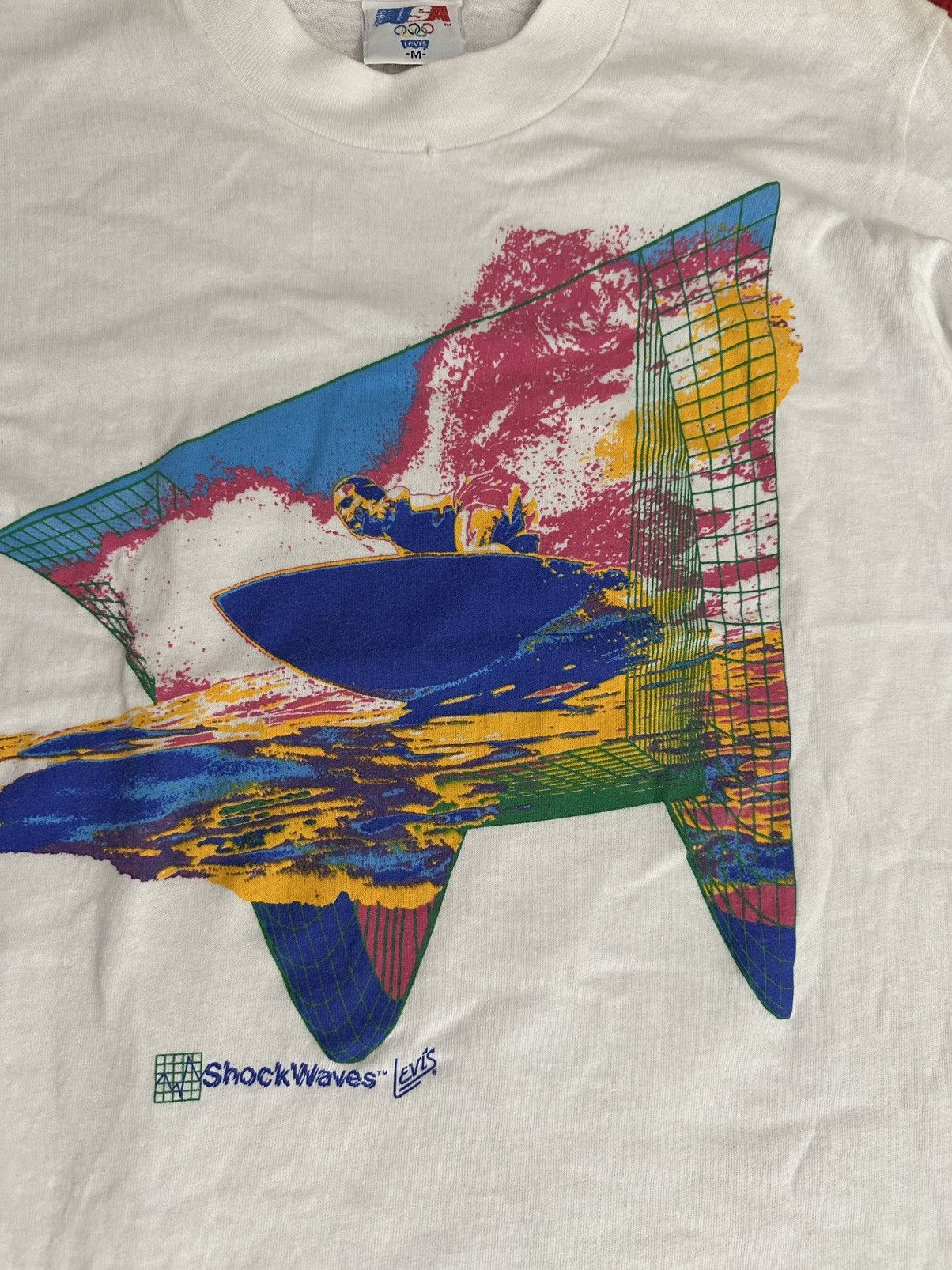 Levi's Vintage Levi’s Shock Waves Surfing Tee Shirt Deadstock Sz M Size US M / EU 48-50 / 2 - 2 Thumbnail