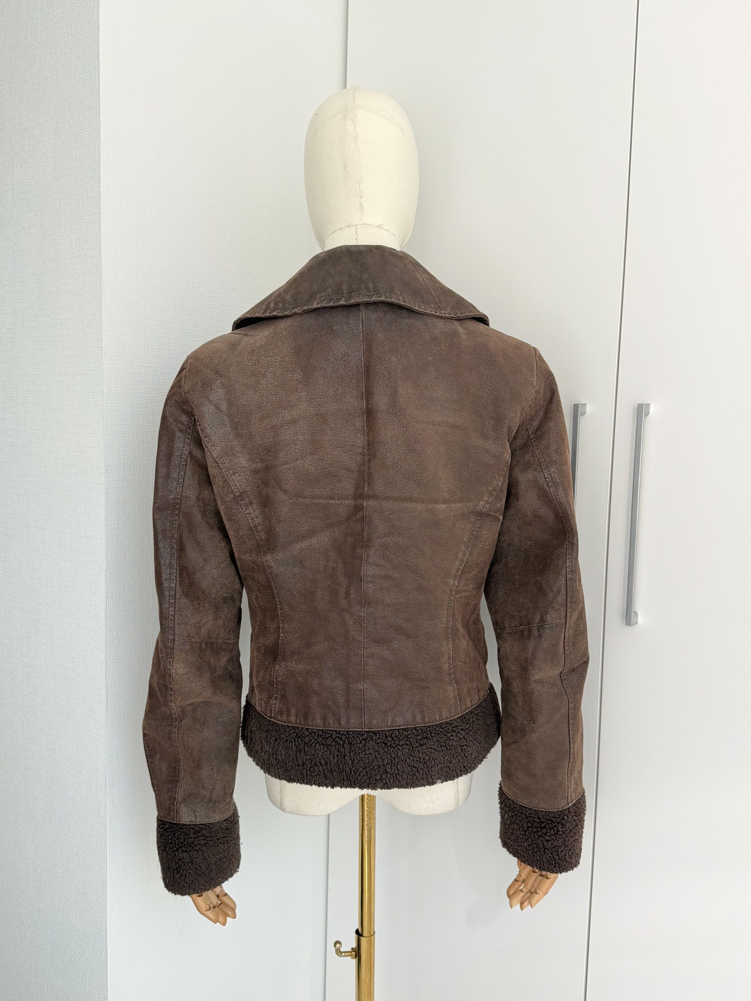 Genuine Leather Vintage Brown Suede Aviator Jacket Women Size L Zip Y2K Size L / US 10 / IT 46 - 4 Thumbnail