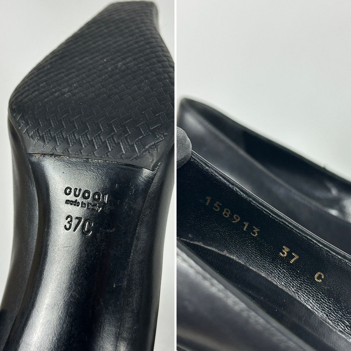 Gucci Vintage Gucci Leather Square Toe Gold Logo Heels Pumps Size US 7 / IT 37 - 23 Thumbnail