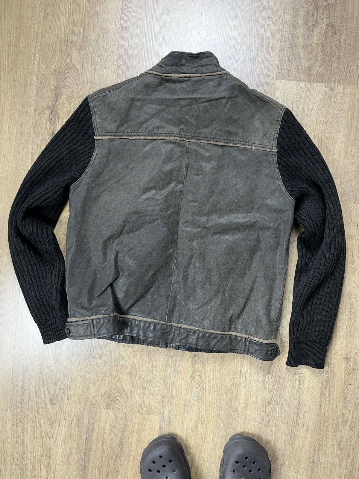Genuine Leather × Japanese Brand ➕ vintage ribbed sleeves Sherpa genuine leather y2k jacket Size US M / EU 48-50 / 2 - 5 Thumbnail