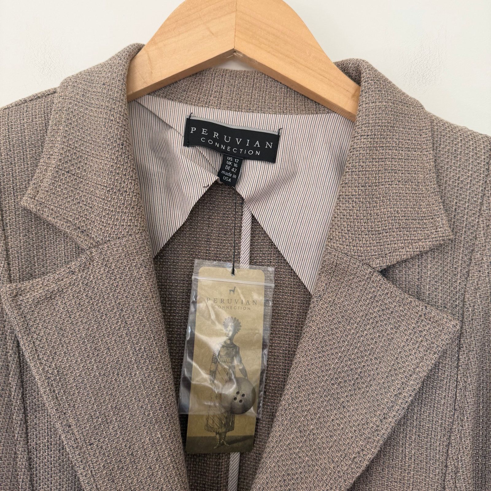 Other Peruvian Connection Linen Blend Sandstone Jacket Blazer 12 Size XL / US 12-14 / IT 48-50 - 3 Thumbnail