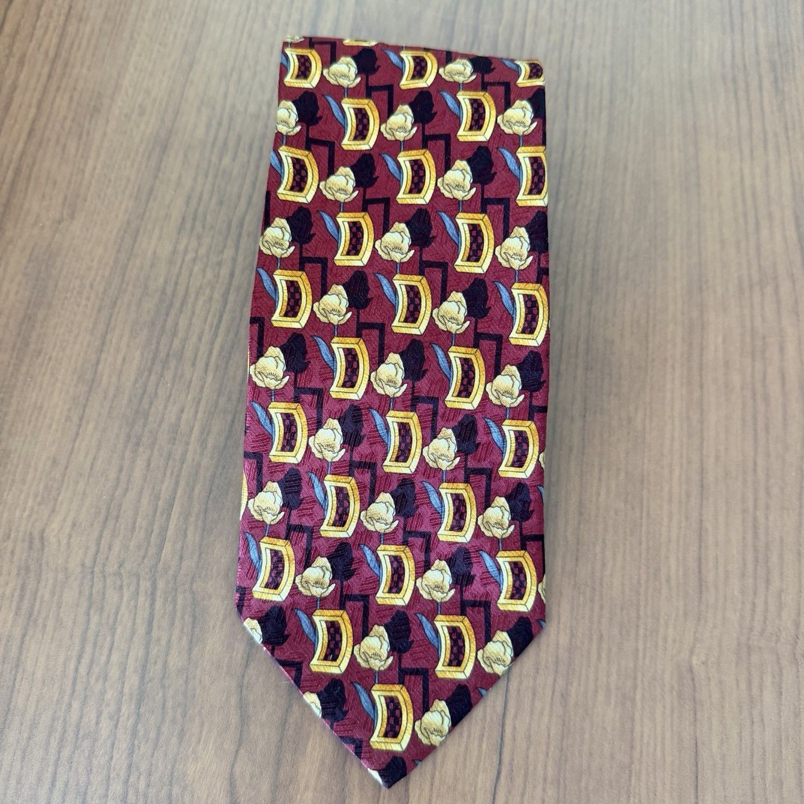 Ermenegildo Zegna Ermenegildo Zegna Silk Tie Burgundy Geometric Abstract 58" Size ONE SIZE - 1 Thumbnail