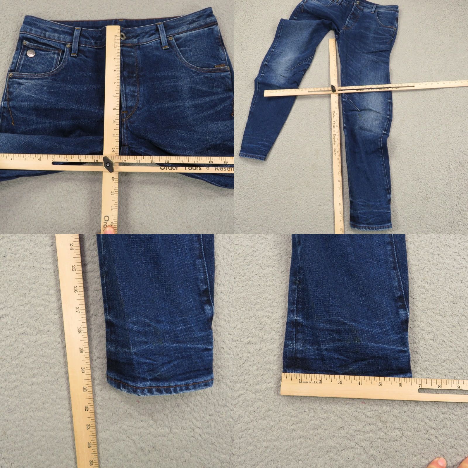 G-Star G Star Raw Jeans Men 32x32 ARC 3D Slim Dark Wash Indigo Fades Button Fly Stretch Jeans 32 Slim Blue Mens Size US 32 / EU 48 - 9 Thumbnail