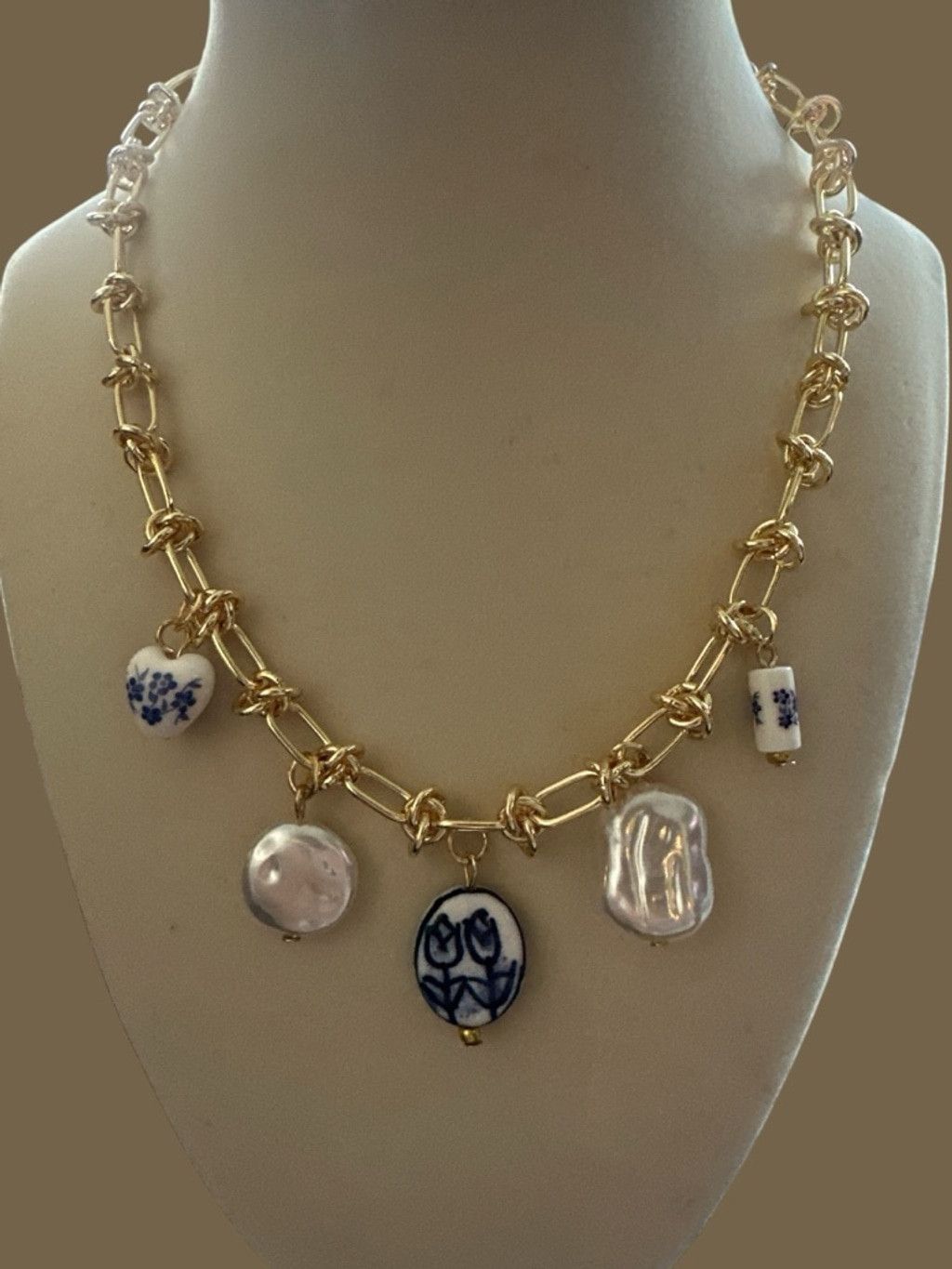 Other 29-Blue Stone Faux Pearl Charm Necklace Size ONE SIZE - 1 Thumbnail