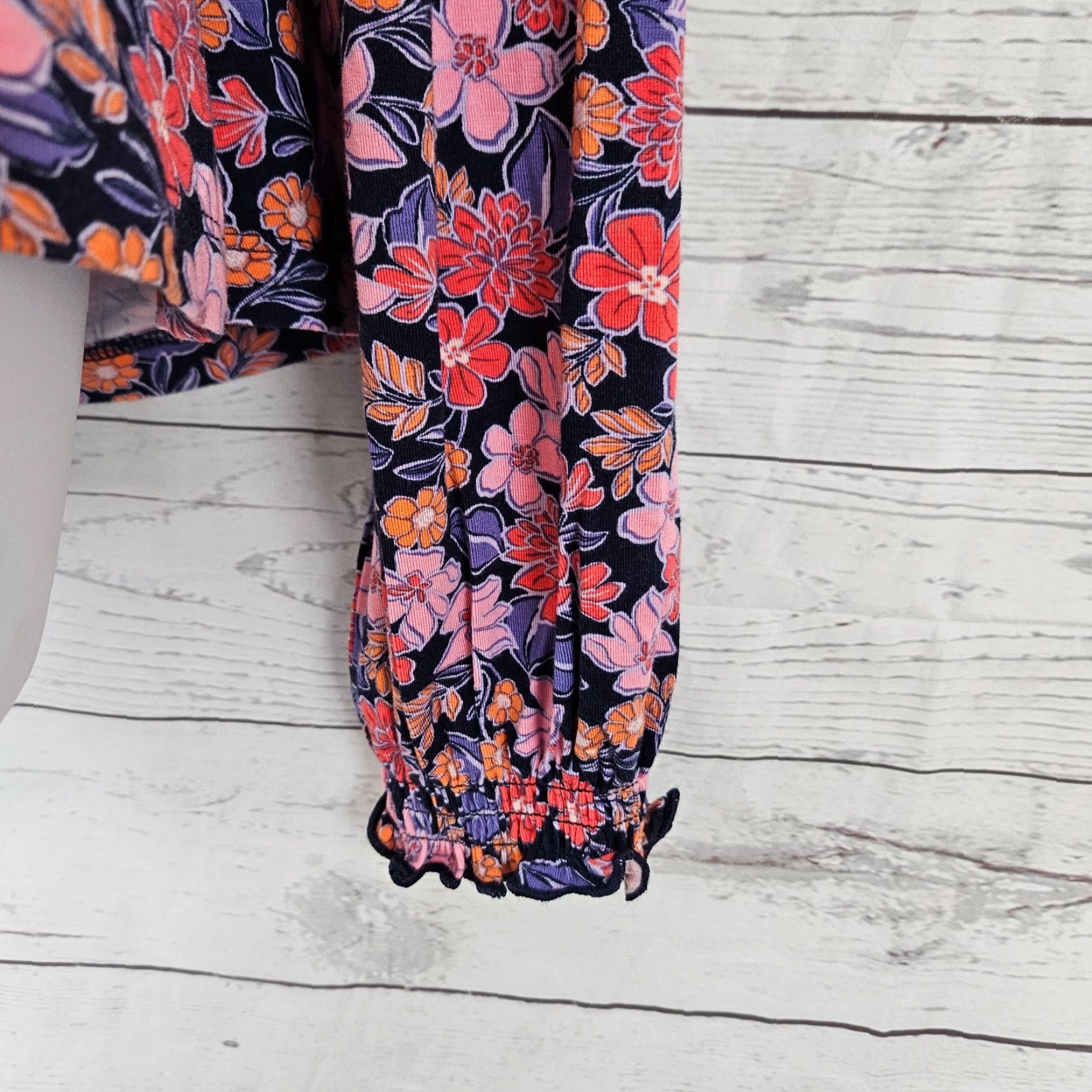 Vintage Draper James Womens Top 2XL Blouse Pink Long Sleeve Ruched Abstract Dahlia - 56 Size XXL / US 16-18 / IT 52-54 - 4 Thumbnail