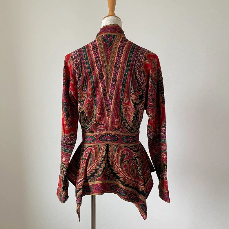 Kenzo KENZO Retro red ethnic pattern slanted collar long sleeve Size M / US 6-8 / IT 42-44 - 3 Thumbnail