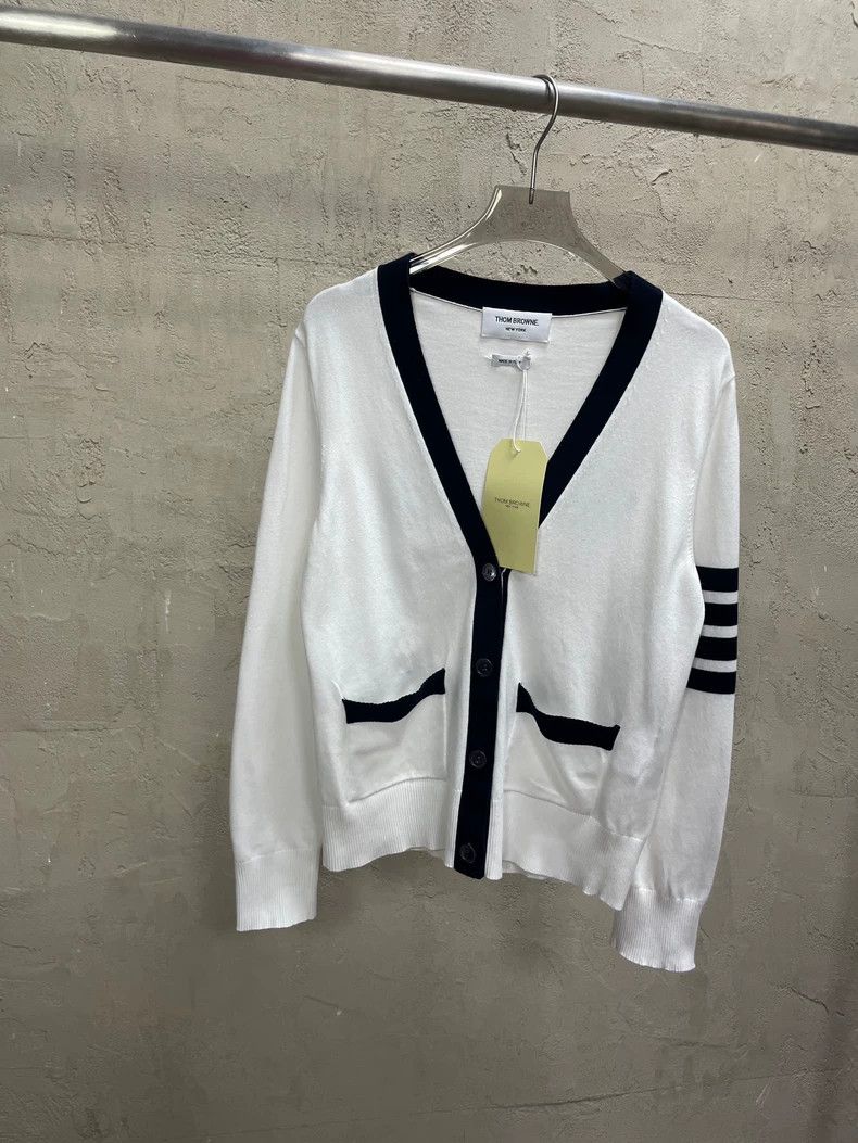 Thom Browne Thom Browne White Stripe Dog Knit Cardigan - dmc Size US M / EU 48-50 / 2 - 1 Thumbnail