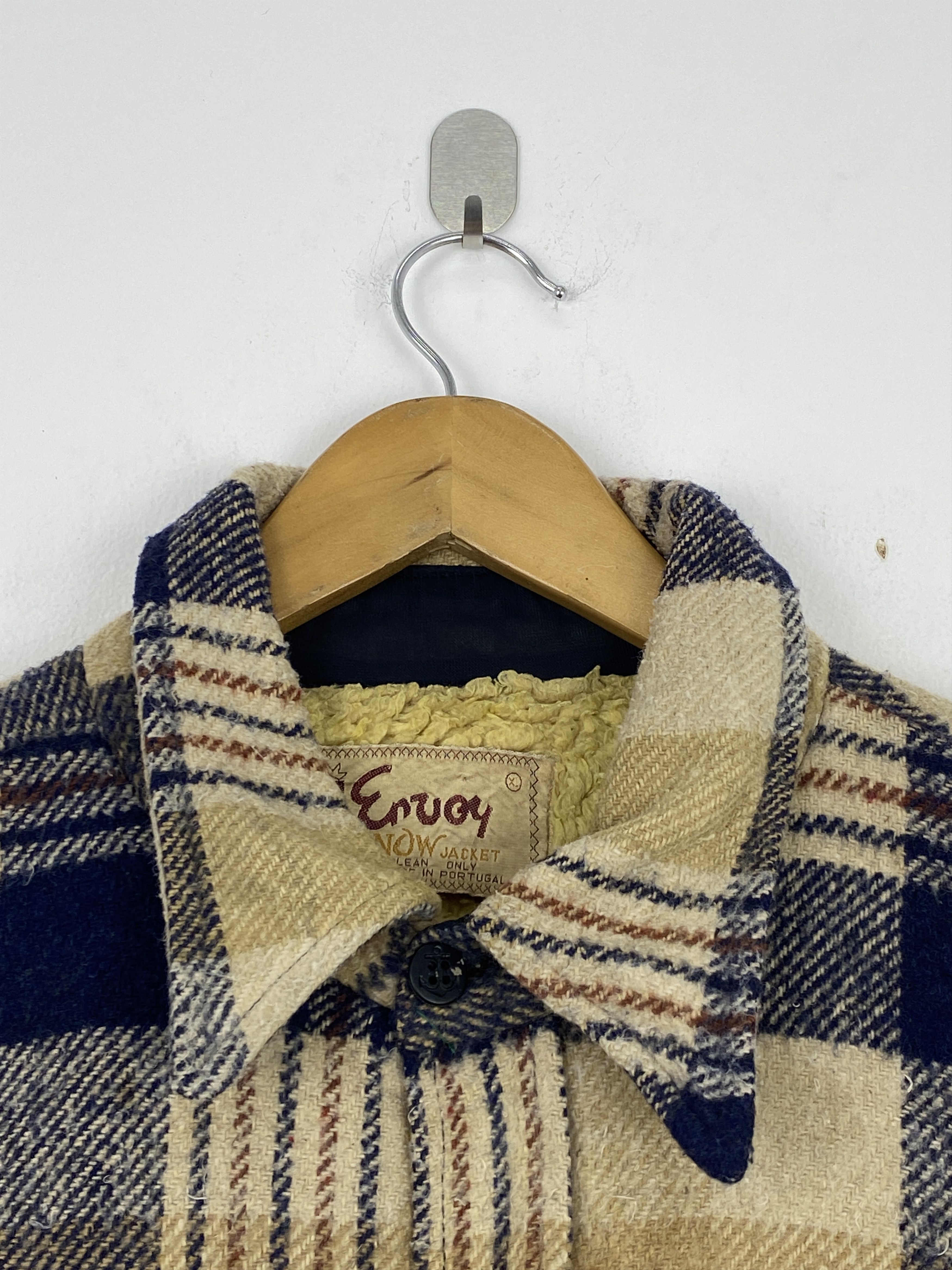 Portuguese Flannel × Vintage 60s Portuguese Flannel Plaid Sherpa Fleece Jacket Size US L / EU 52-54 / 3 - 8 Thumbnail